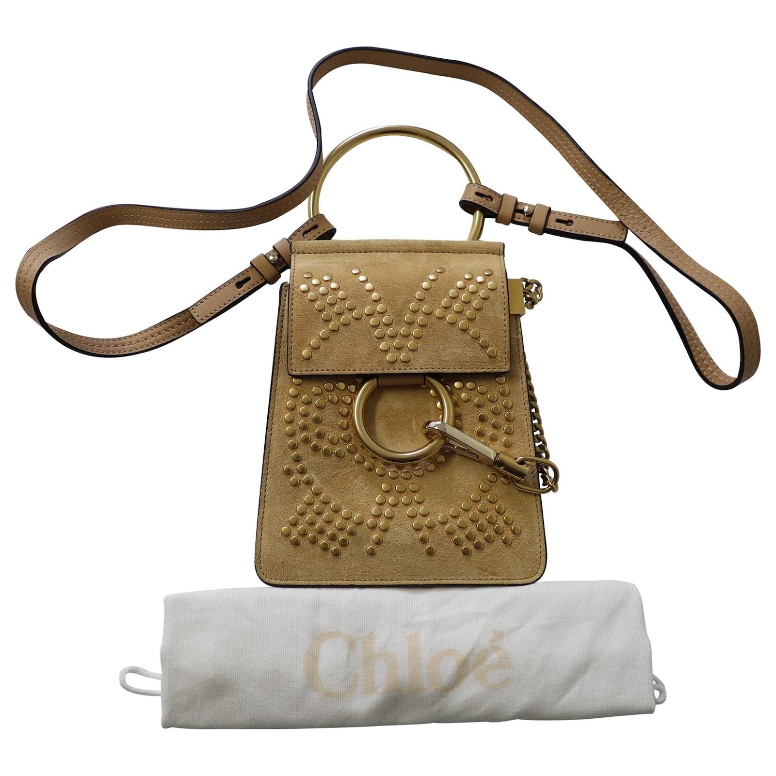 Chloé Chloe Faye Studded Bracelet Bag in Beige Suede ref.590577 - Joli  Closet