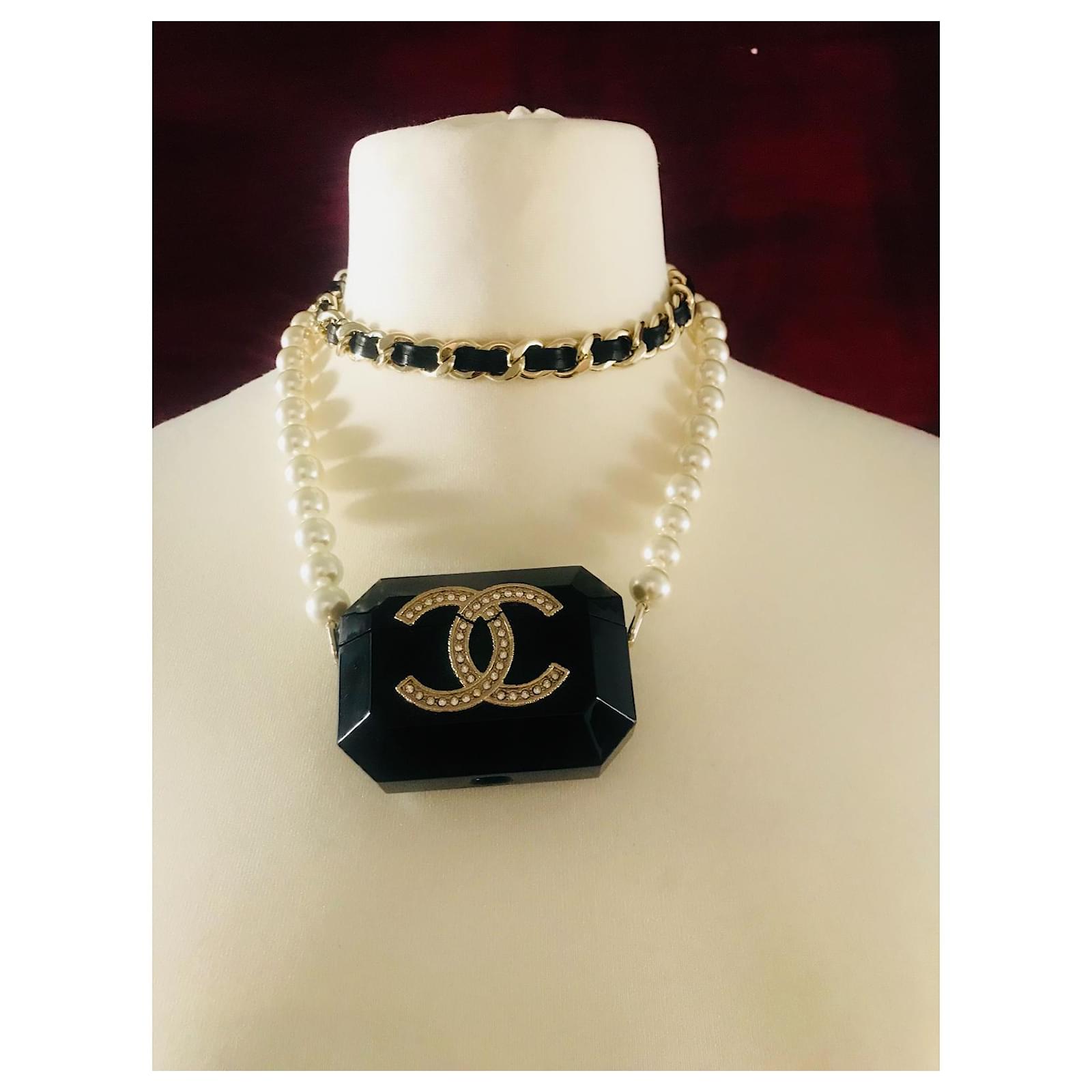 Chanel AirPods Case With Chain Caviar Black SHW
