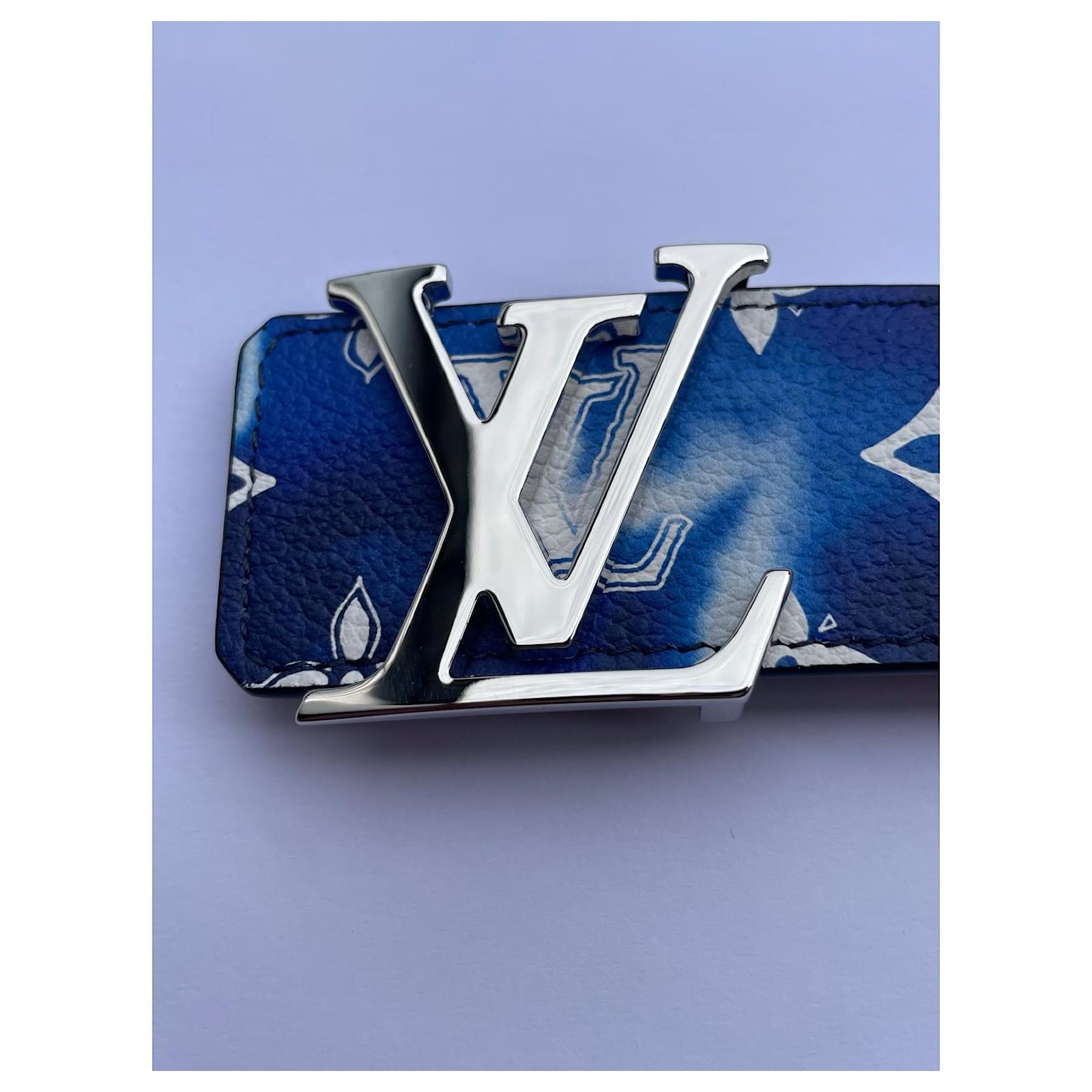 Louis Vuitton LV initials Mng Bandana 40mm Reversible Belt Blue
