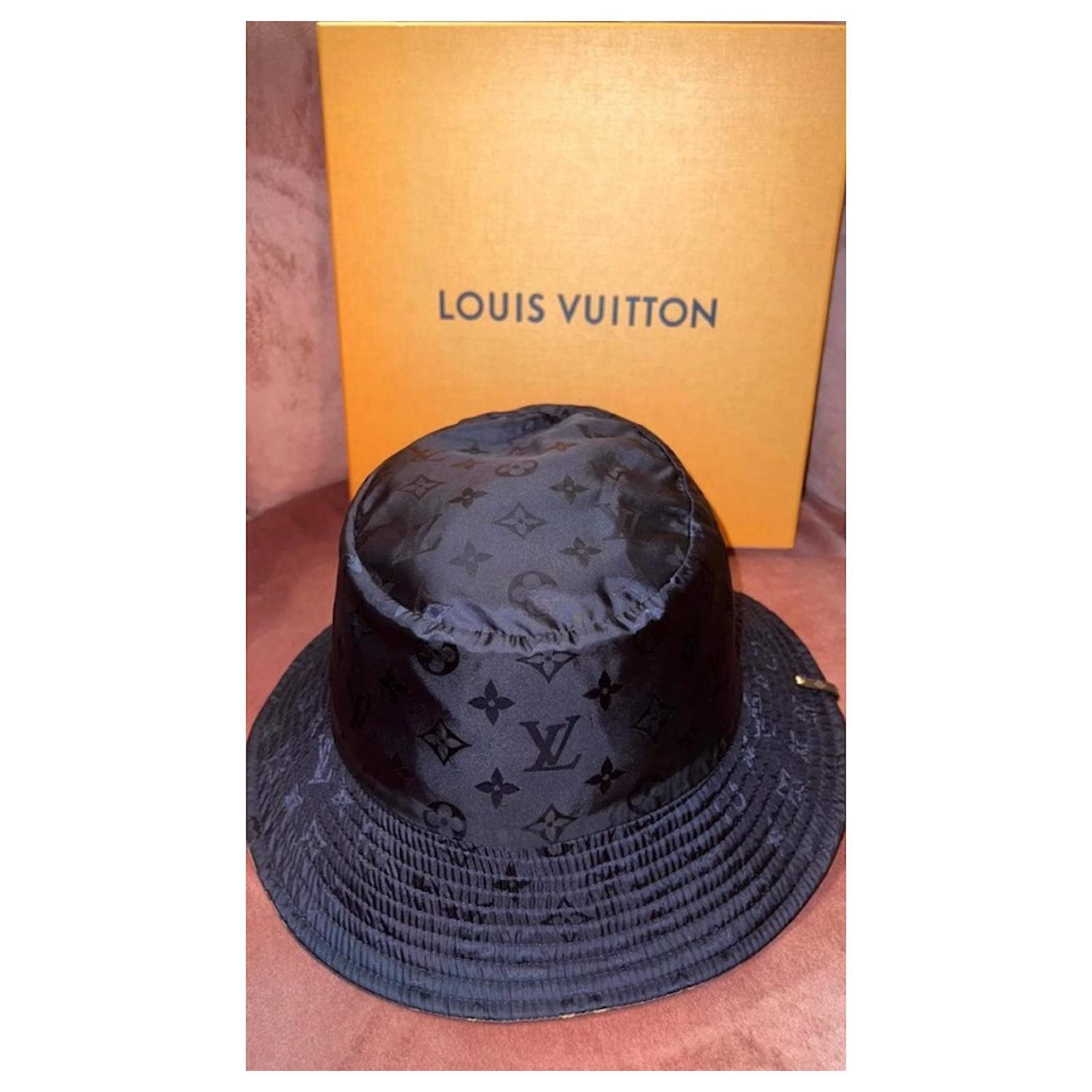 LOUIS VUITTON Nylon Monogram Reversible Bob Bucket Hat S Brown