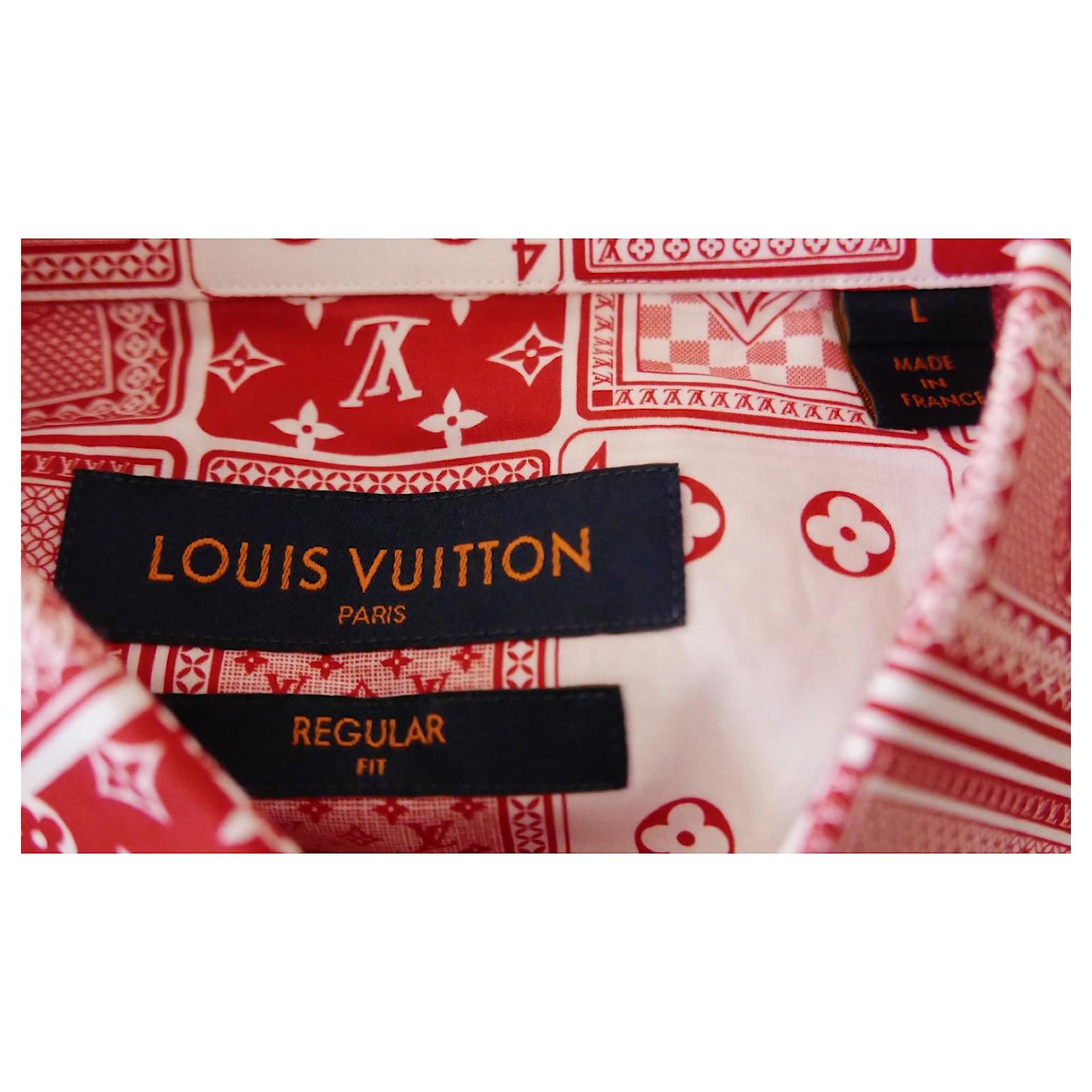 Louis Vuitton Red & White LV Cards Print Cotton Regular Fit Shirt L Louis  Vuitton