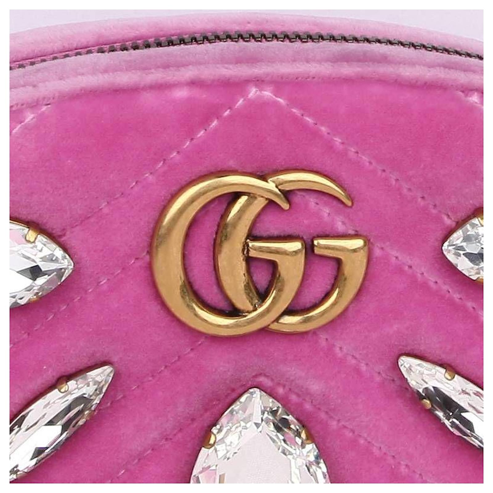 Gucci Marmont Belt Bag Pink Velvet With Crystals