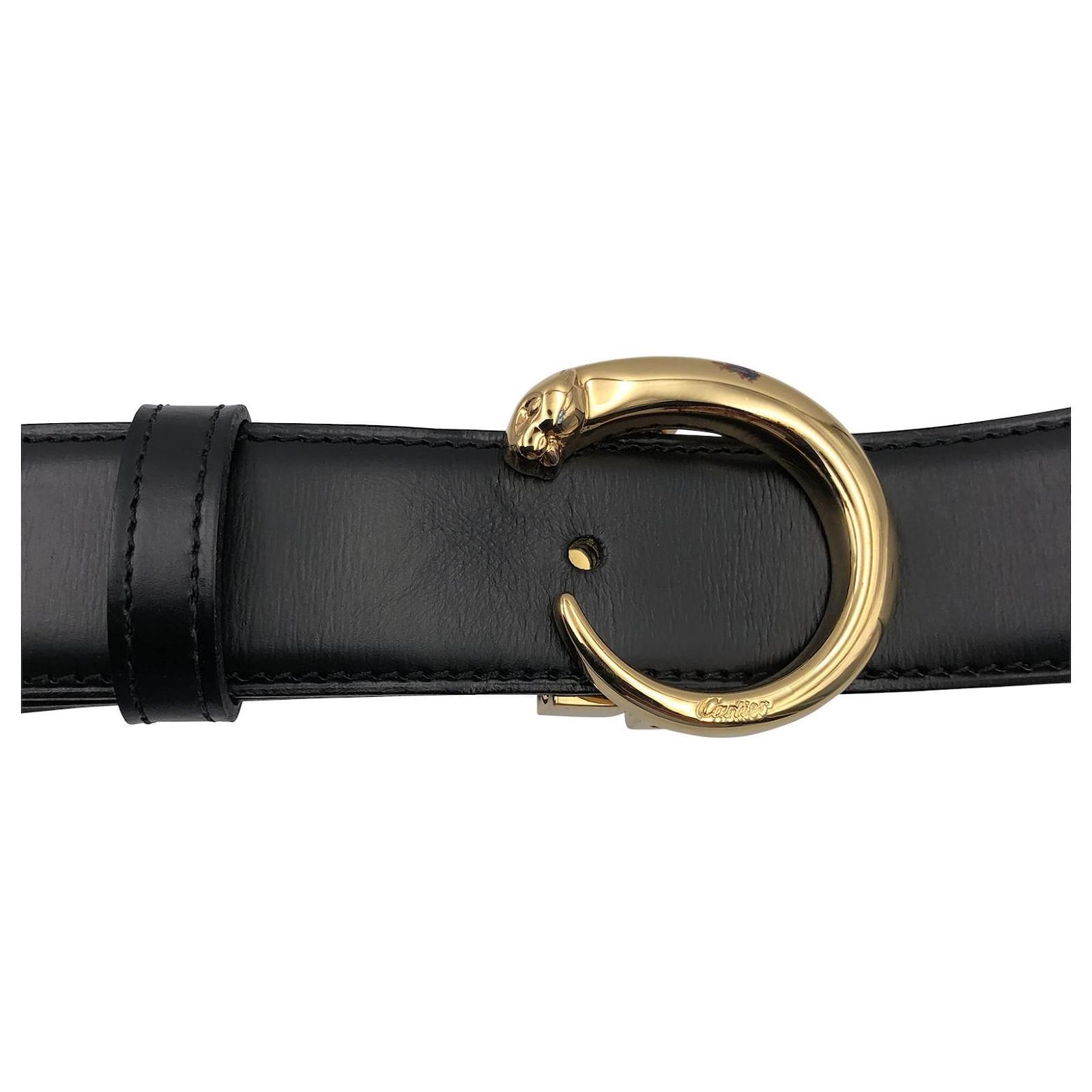 小物 Cartier Panther Belt Leather Black Cartier Black Leather Le Panthère de Cartier Belt - Size 80