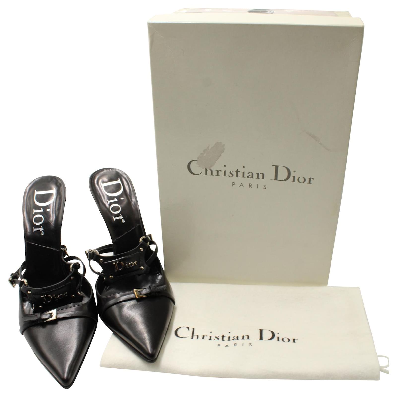 Christian Dior Chrisitan Dior Bondage Mules in Black Leather (Sold