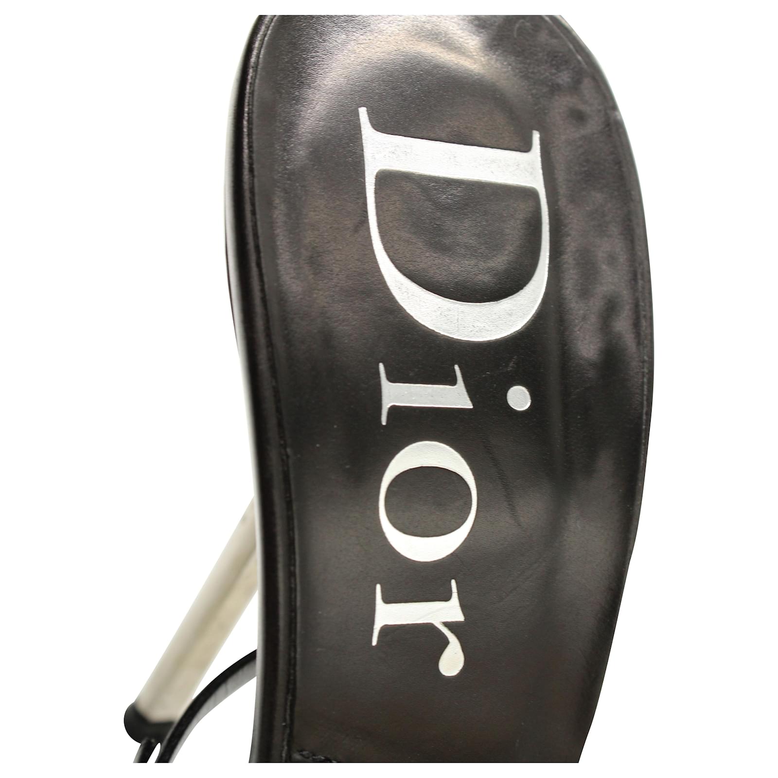 Christian Dior bondage mules black ディオール Christian Dior Chrisitan Dior Bondage Mules in Black Leather ref