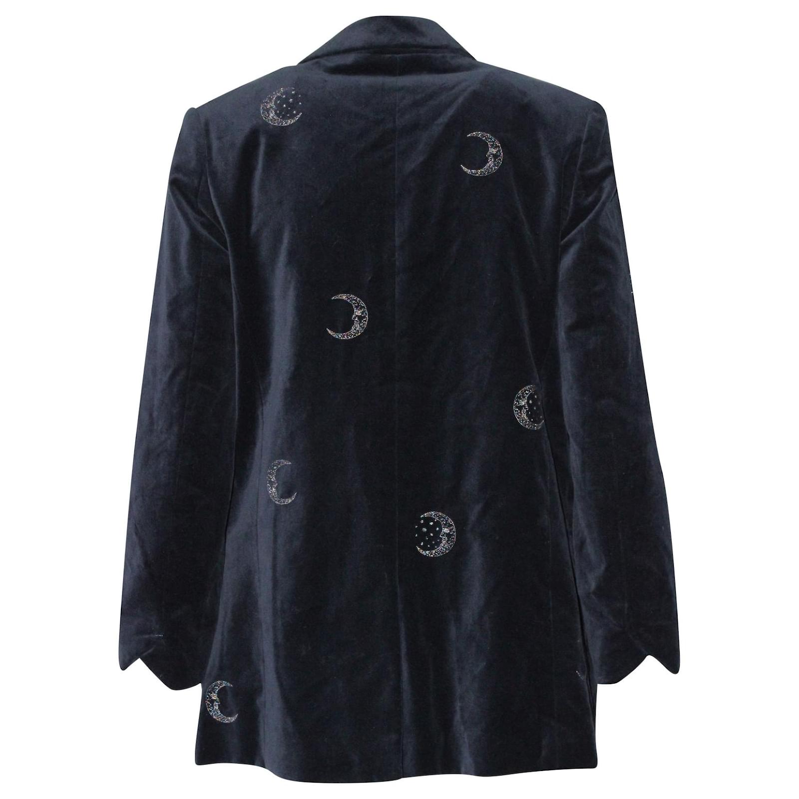 Zadig & Voltaire Stars and Moon Blazer in Navy Blue Velvet ref