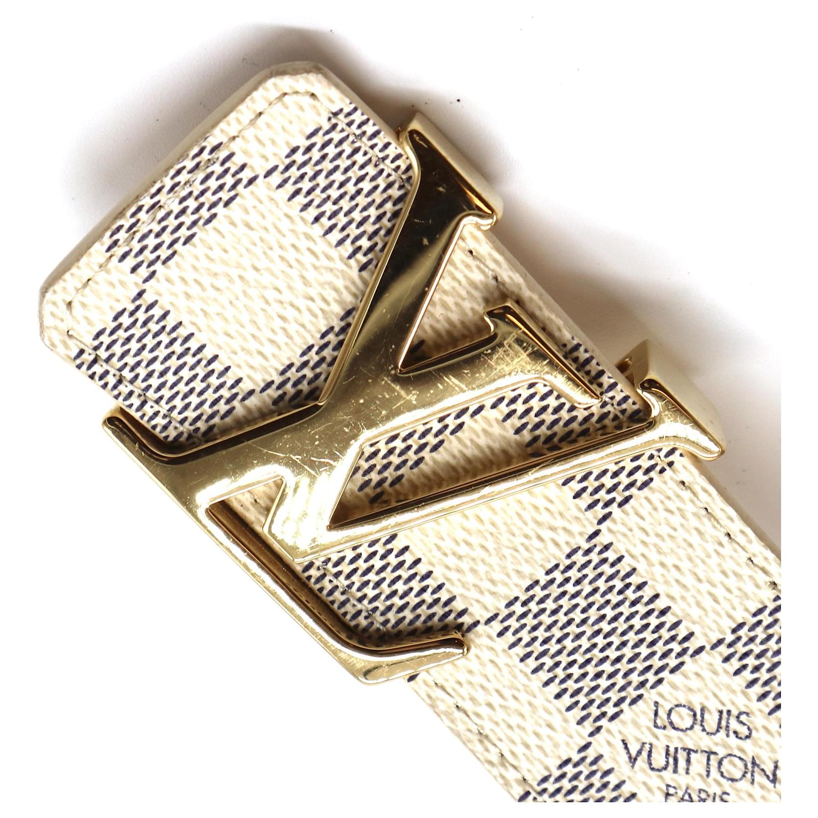 Louis Vuitton 85/34 Damier Azur LV Initials Belt ref.429472 - Joli