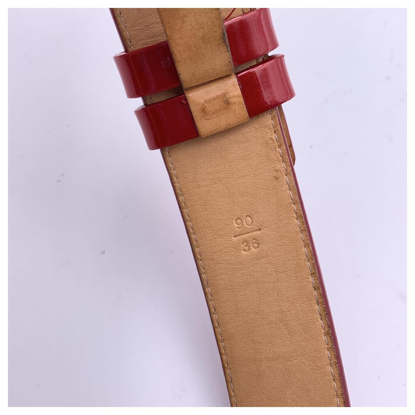Louis Vuitton Cintura rossa Pomme D'Amour con monogramma Vernis 90/36 Rosso  Pelle ref.785482 - Joli Closet