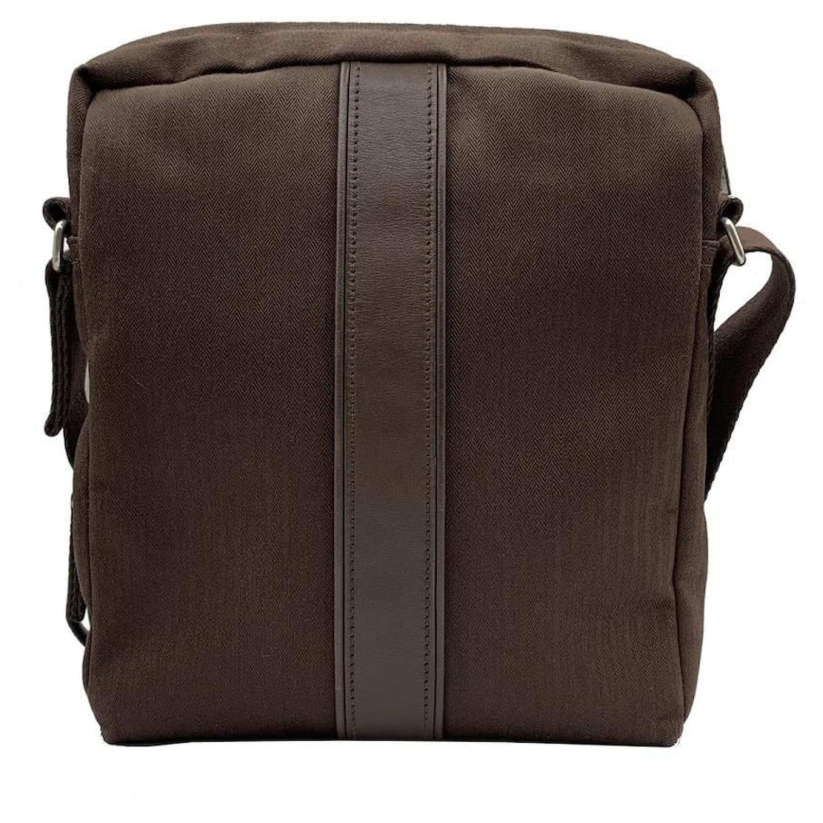 Hermès Toile Canvas Acapulco Messenger Bag Brown Cloth ref.595025