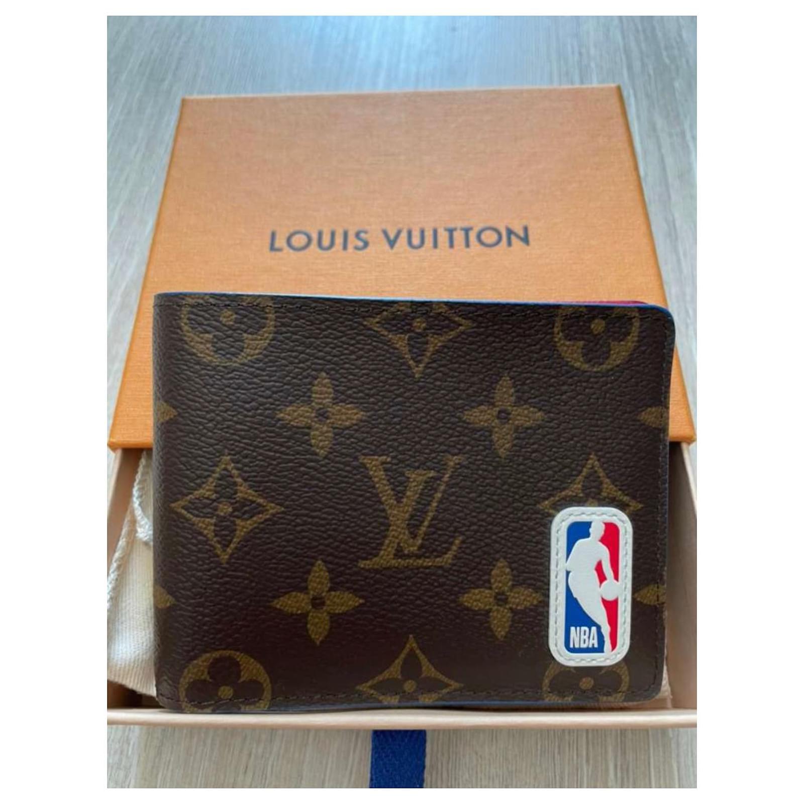 Louis Vuitton LV x NBA Brown Monogram Red White Blue Logo Bifold