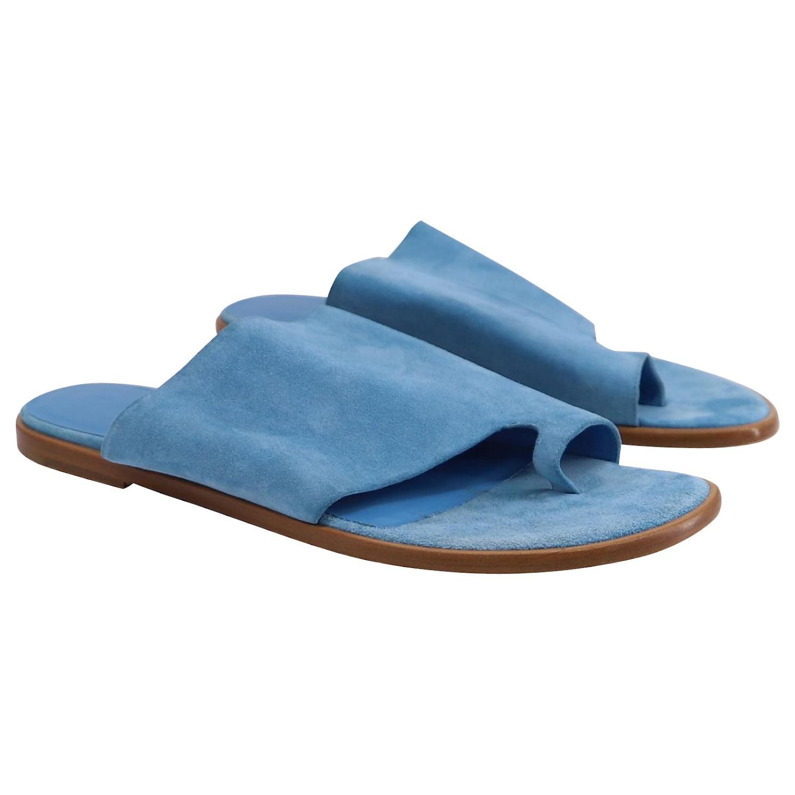 Vince Edris Flat Sandals in Light Blue Suede ref.595274 Joli Closet