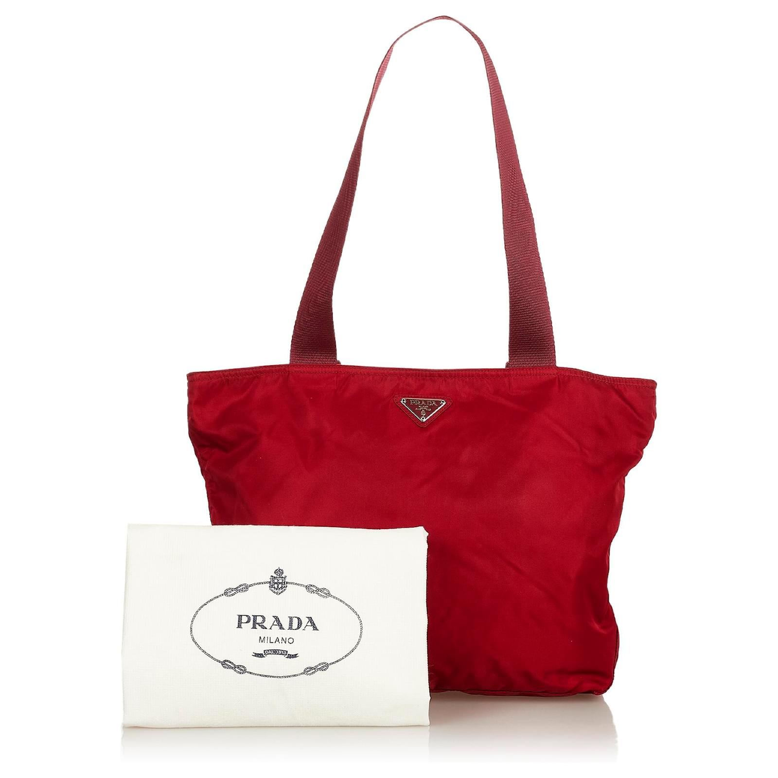 Tote PRADA Sac cabas de sport Nylon Argent Rouge Auth bs9019 Argenté  ref.1107147 - Joli Closet