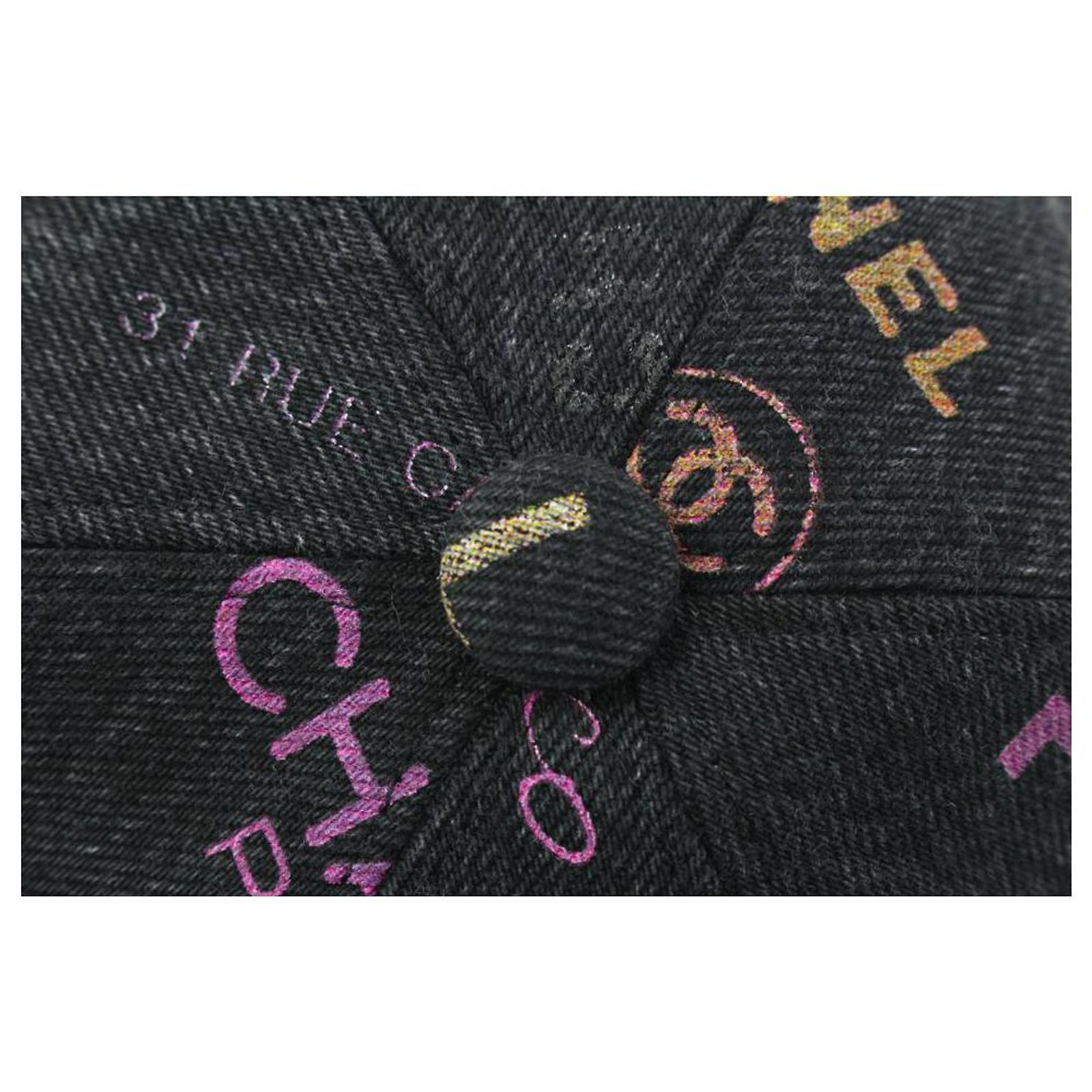 Chanel 22P Black Denim CC All Over Baseball Cap ref.JC595766 