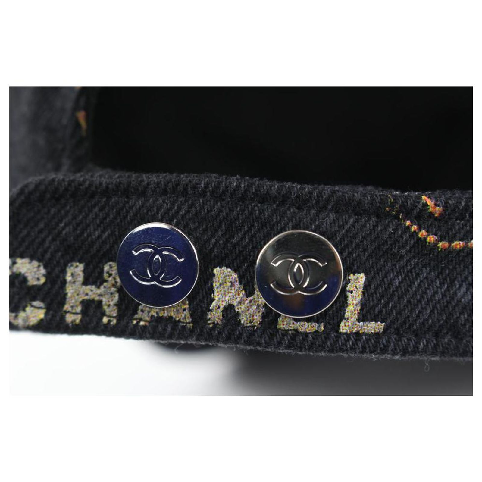 Chanel 22P Black Denim x Pink CC Logo All Over Baseball Cap  display picture 1