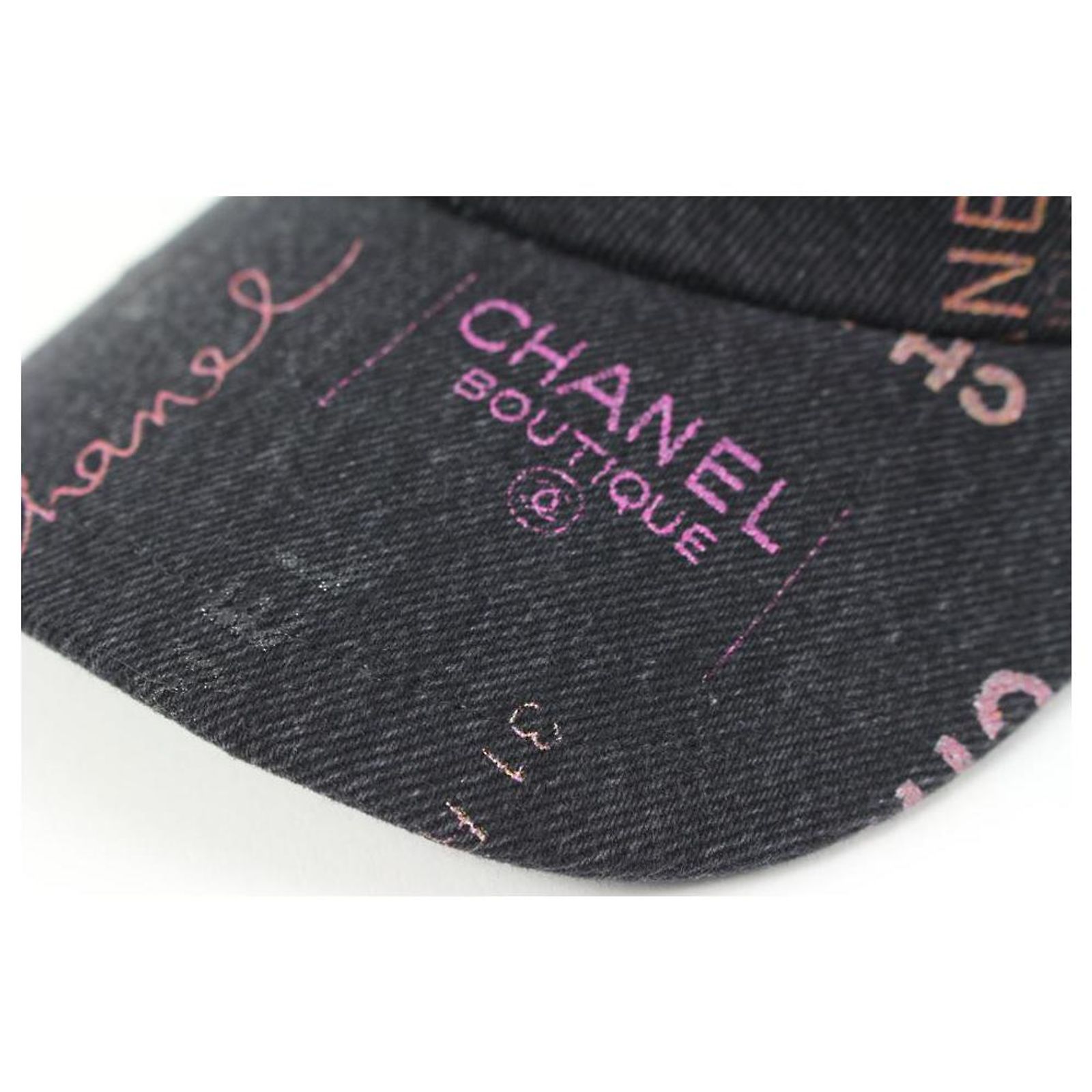 Chanel 22P Black Denim x Pink CC Logo All Over Baseball Cap 98ck323s Chanel 22P Blue Black Pink Denim Graffiti CC Logo Sun Cloche  main image 3