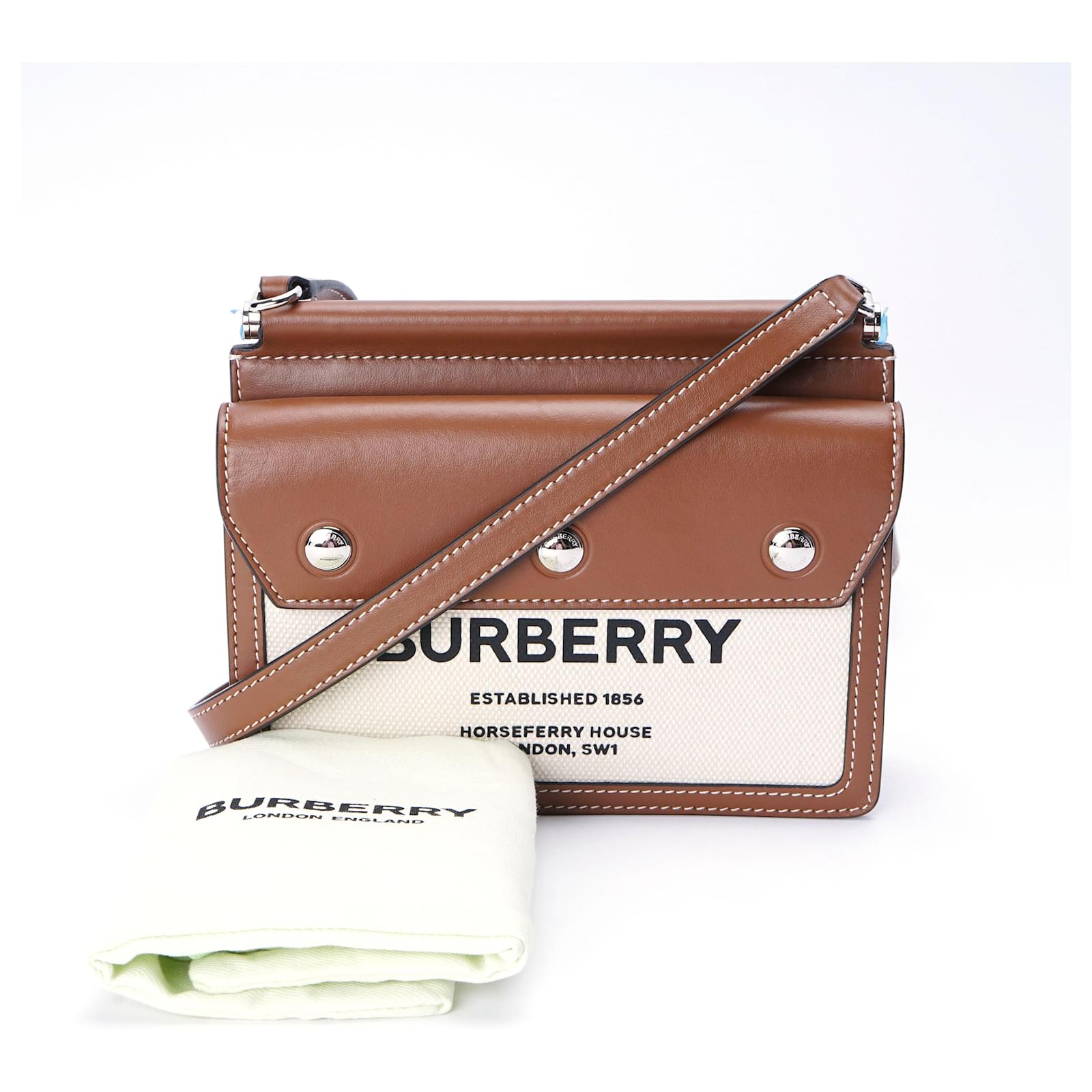 Burberry Mini Horseferry Print Title Bag with Pocket Detail Brown Cloth ref.596155 Joli Closet