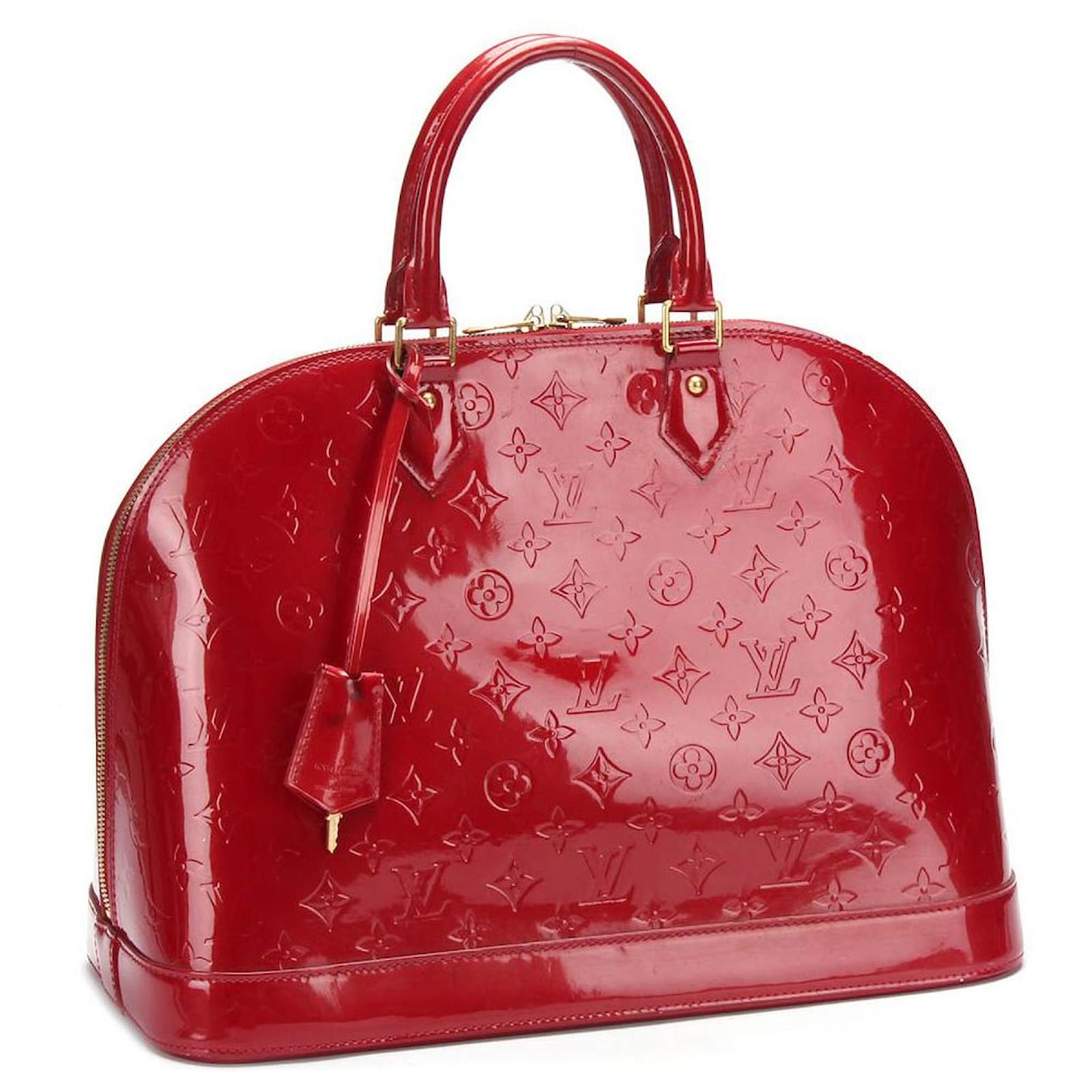 Louis Vuitton Red Monogram Vernis Alma GM Bag Leather Patent leather  ref.656199 - Joli Closet