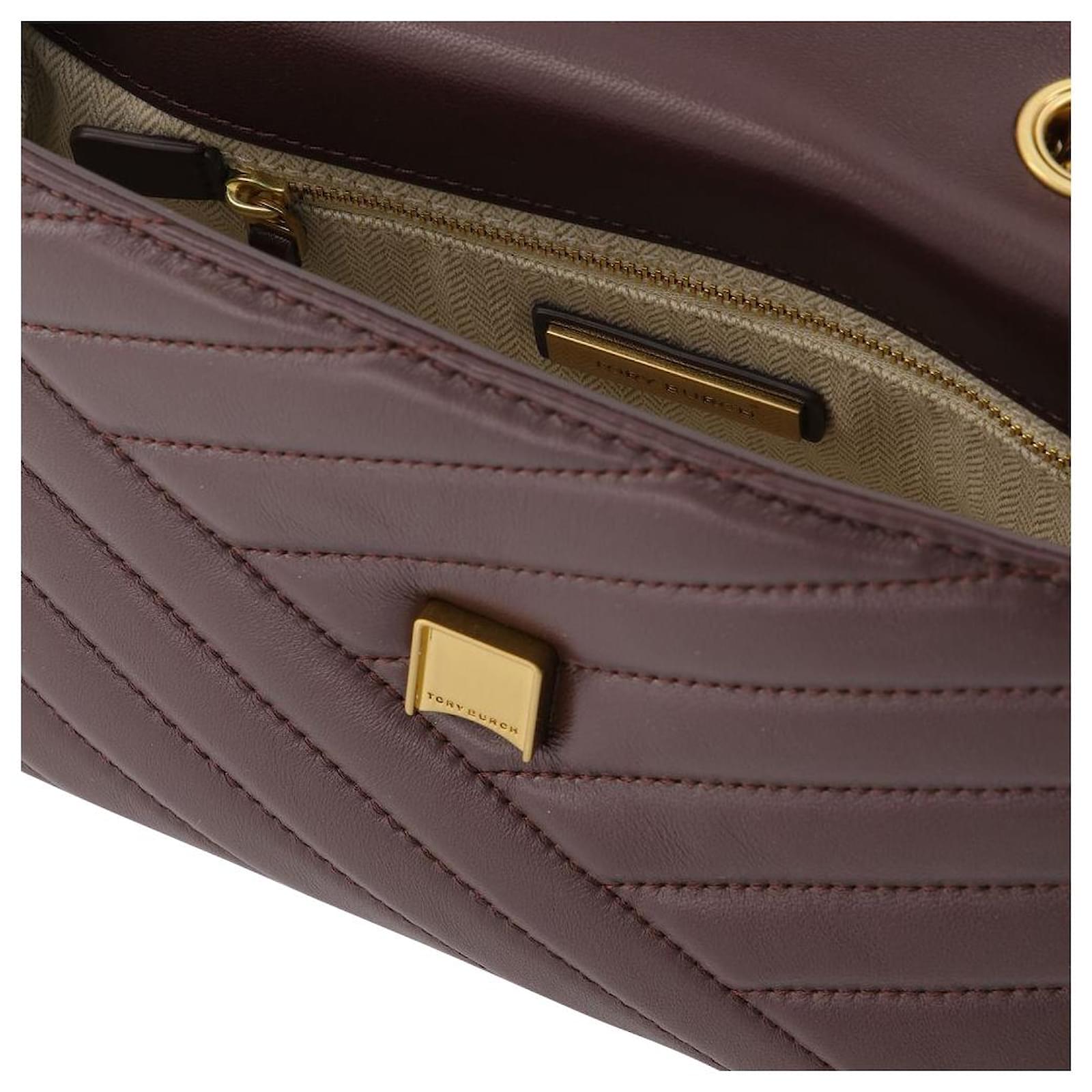 Tory Burch Kira Chevron Small Convertible Shoulder Bag Brown Leather  ref.596707 - Joli Closet