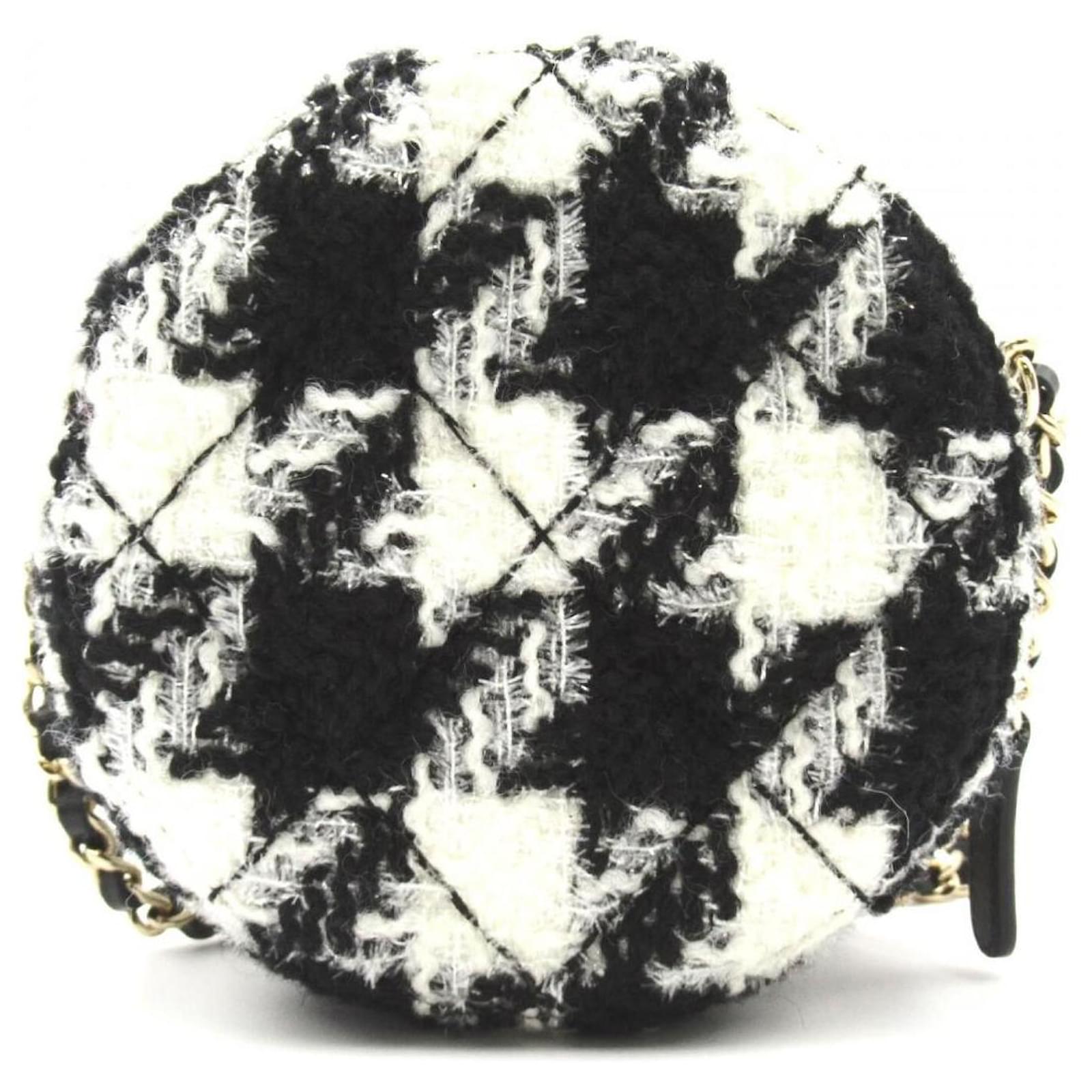 Chanel Sac à chaîne en tweed pied-de-poule Métal Noir ref.596778
