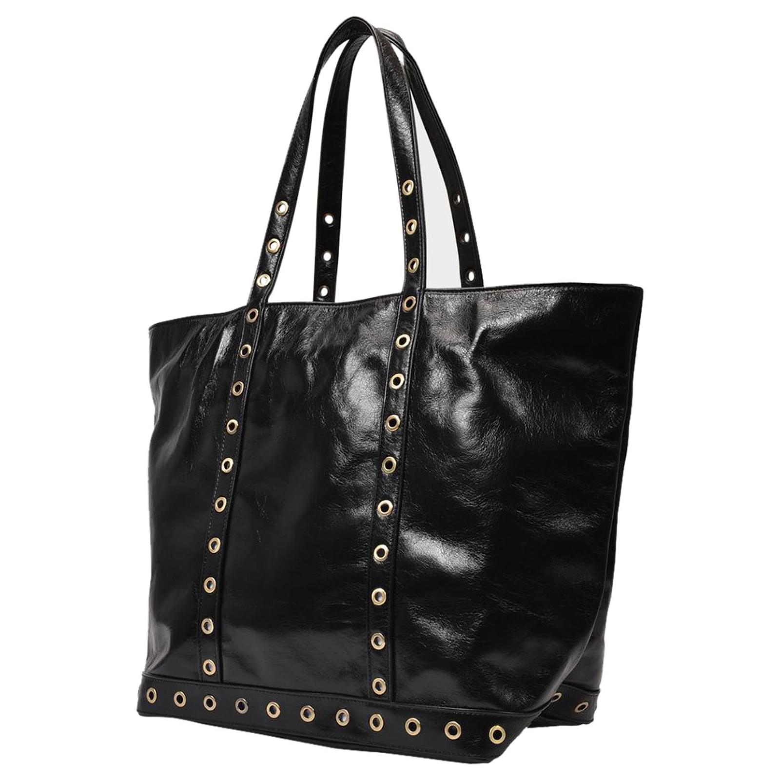 Vanessa Bruno Grand Sac Cabas en Cuir Craquel?� Noir Coton ref.596939 - Joli Closet