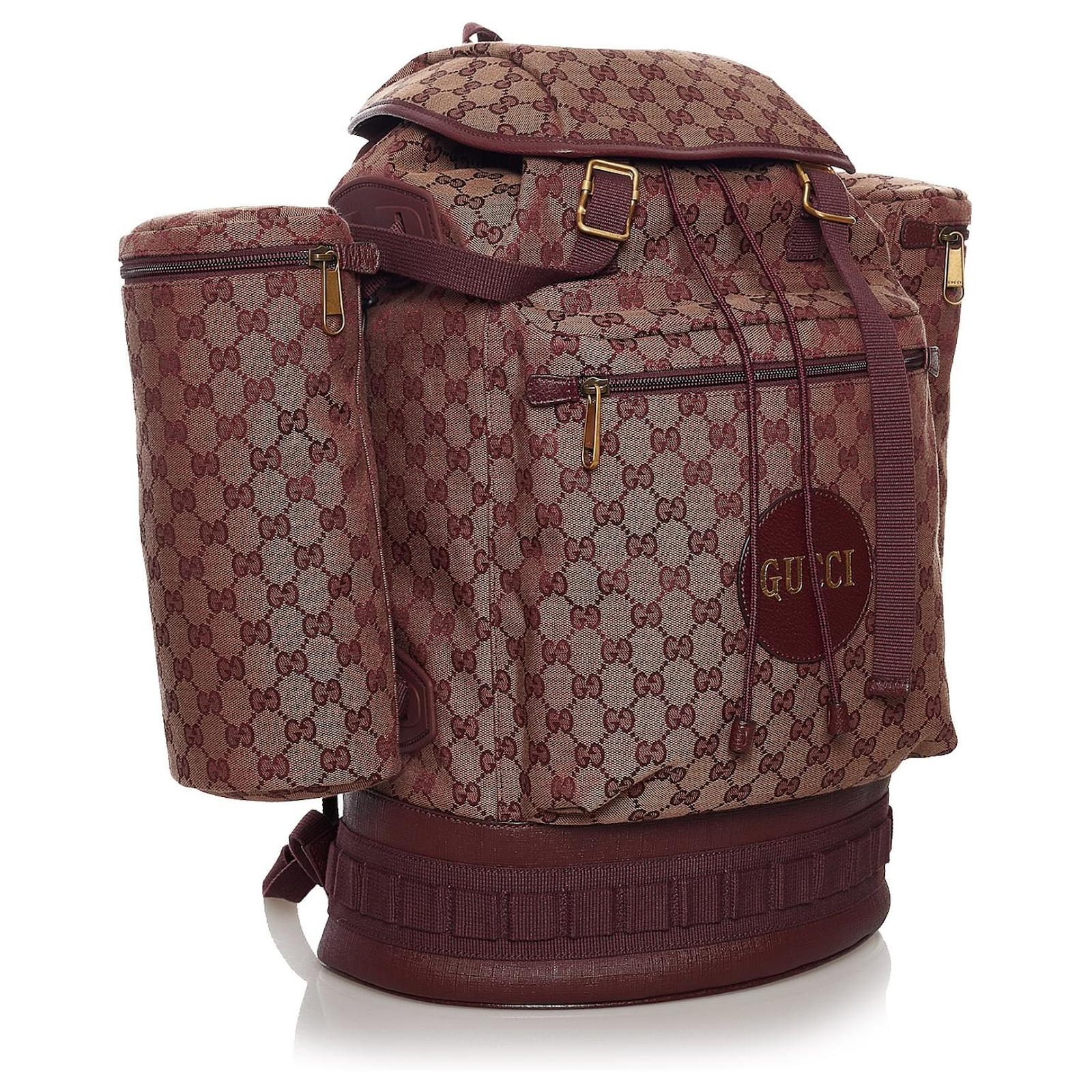 Gucci Red GG Canvas Alpina Trekking Backpack Dark red Leather