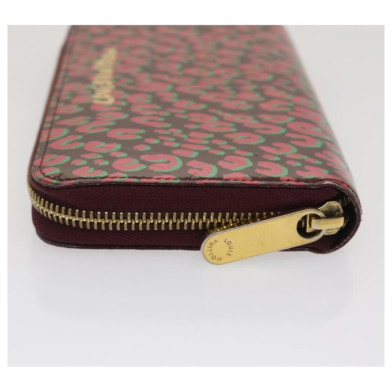 LOUIS VUITTON Vernis Leopard Zippy Wallet Long Wallet Pink M91477