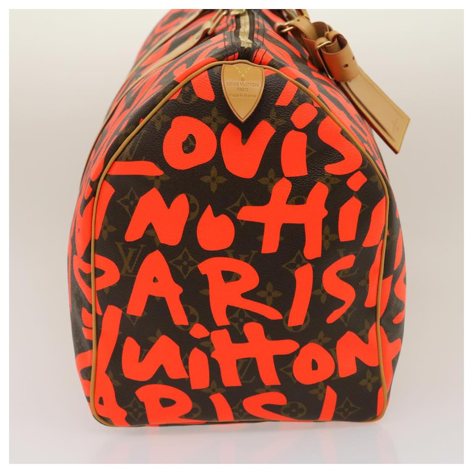 LOUIS VUITTON Monogram graffiti Keepall 50 Boston Bag Orange