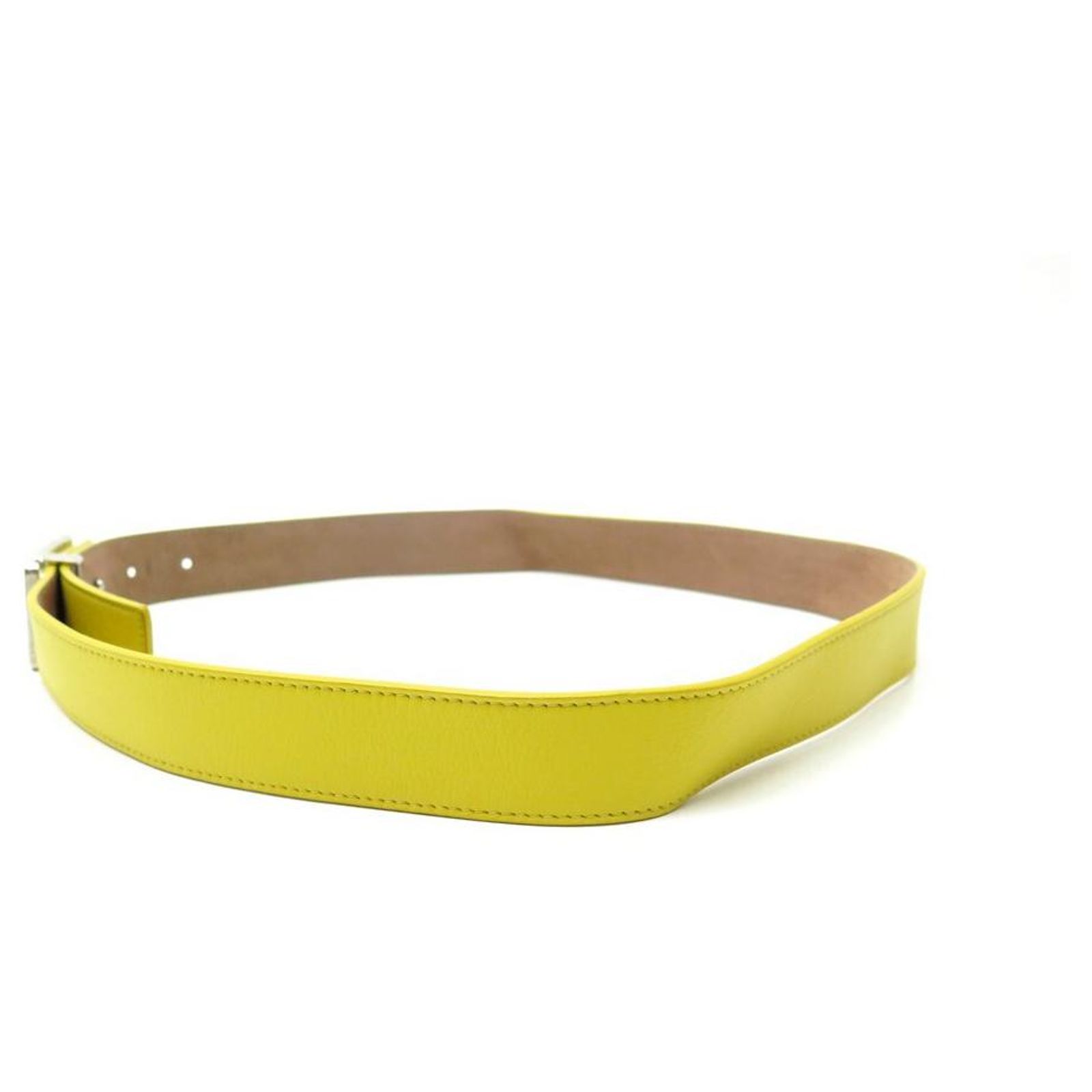 FENDI BELT MONOGRAM BUCKLE 85 CM YELLOW LEATHER BELT ref 