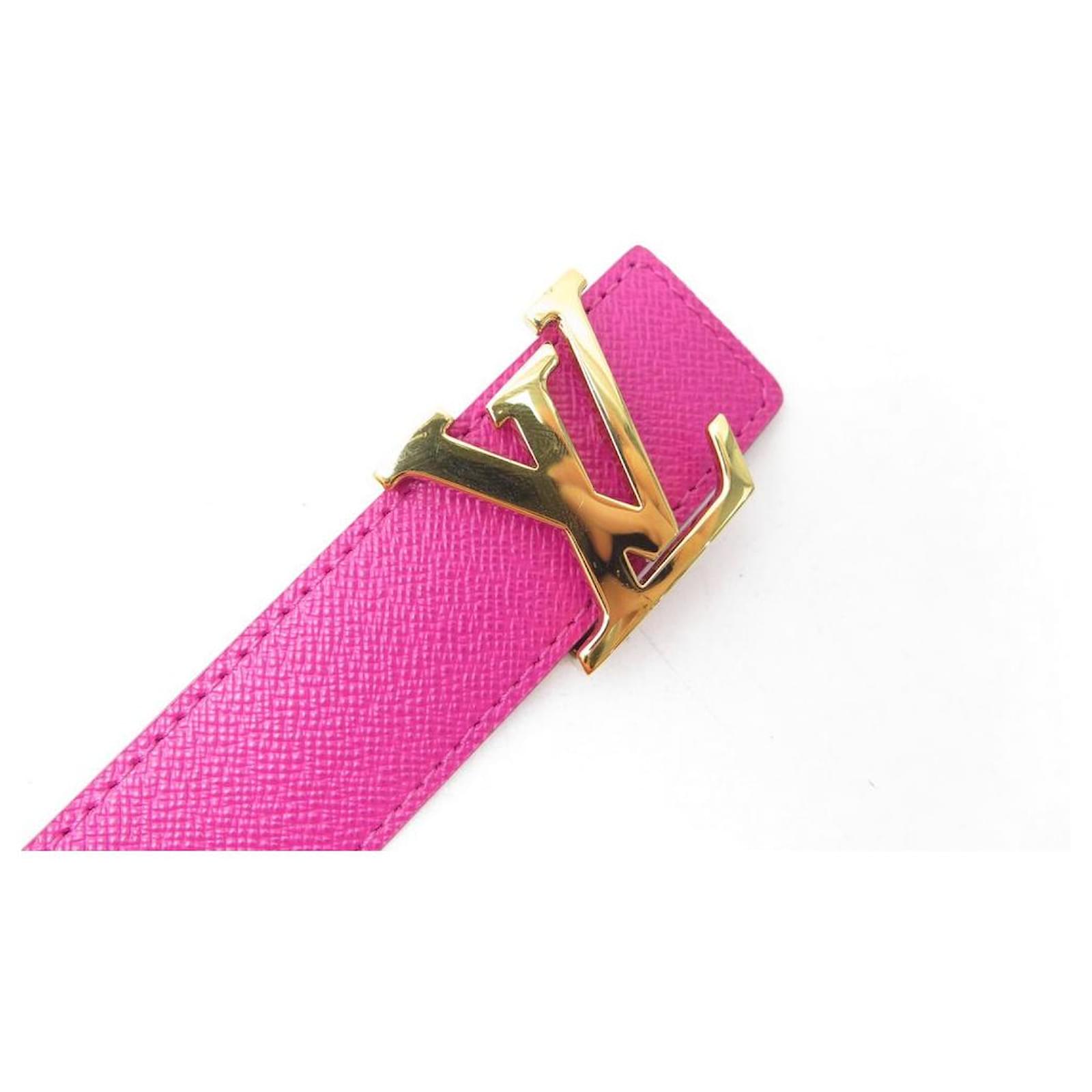 REVERSIBLE BELT LOUIS VUITTON M9365 T80 PINK & MONOGRAM CANVAS LV BUCKLE  Leather ref.600414 - Joli Closet