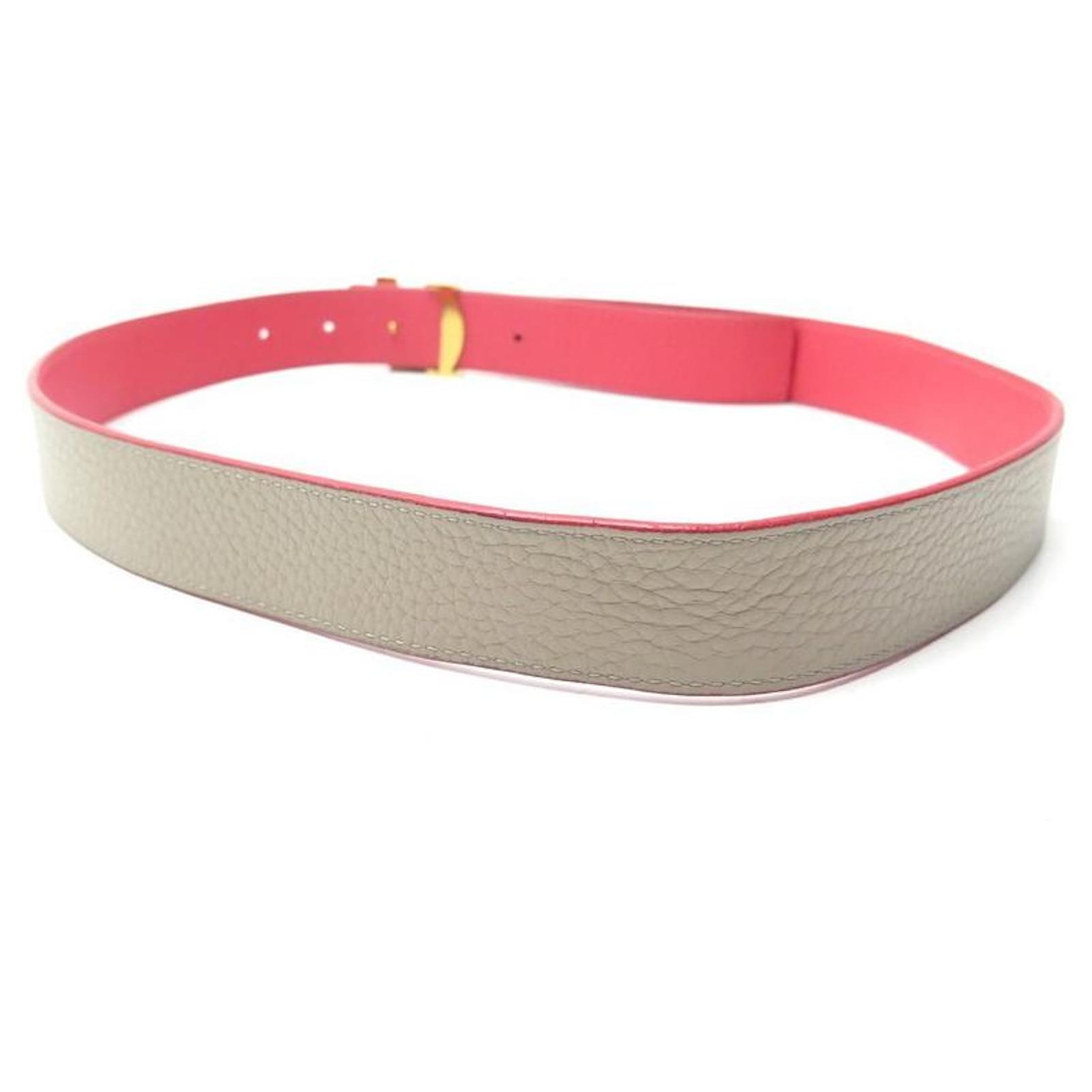 REVERSIBLE BELT LV LOUIS VUITTON M9039 T 80 IN PINK AND BEIGE