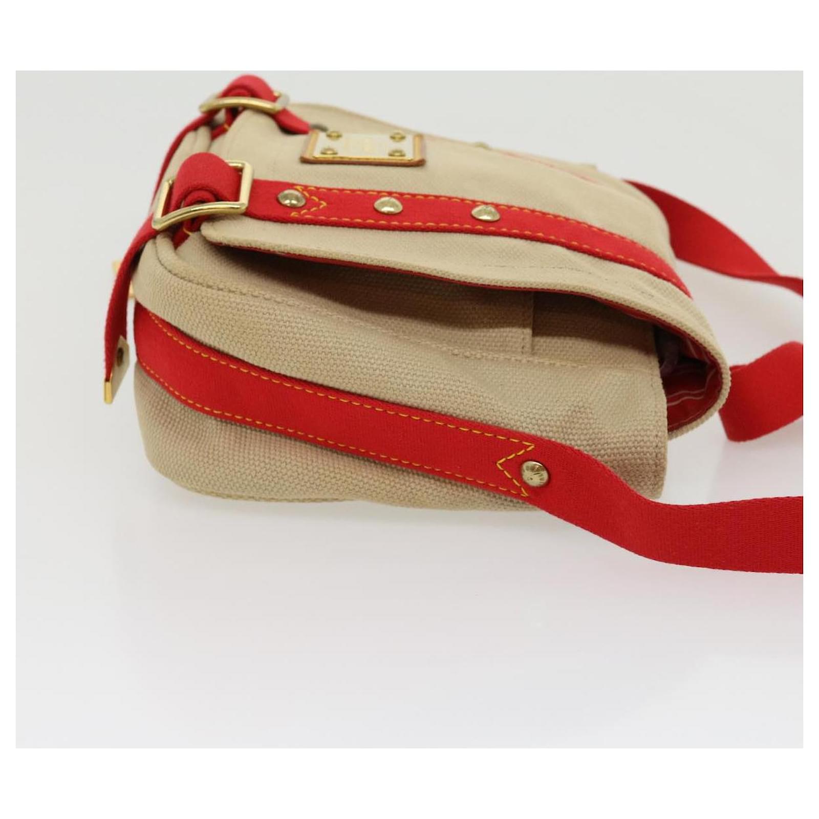 LOUIS VUITTON Antigua Buzzus PM Shoulder Bag Beige Red M40041 LV Auth ro090  Cloth ref.431875 - Joli Closet