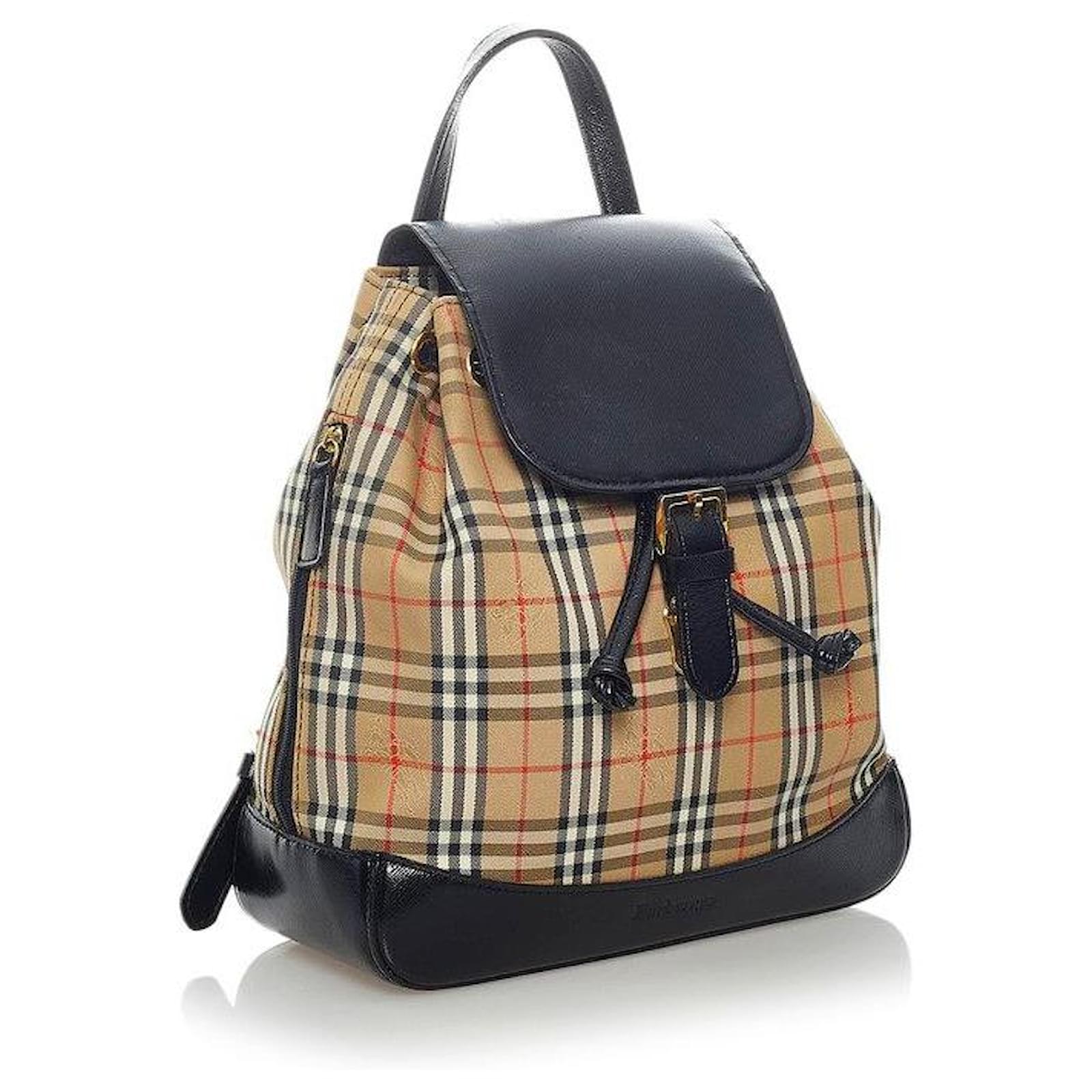 Burberry Vintage Check Canvas Backpack Brown Cloth ref.601747 - Joli Closet