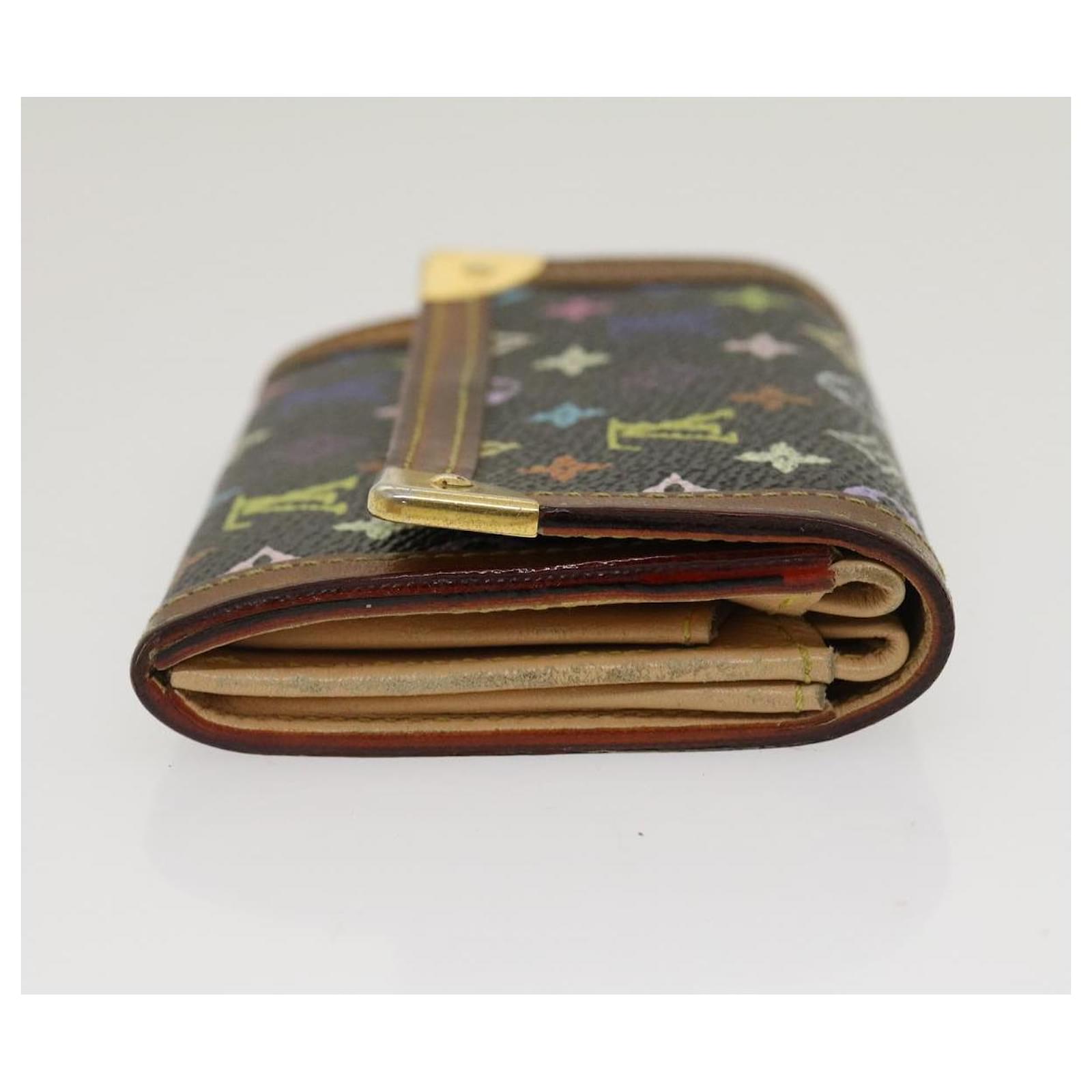 LOUIS VUITTON Multicolor Porte Monnaie Plat Coin Purse Black M92656 auth  28189 ref.461163 - Joli Closet