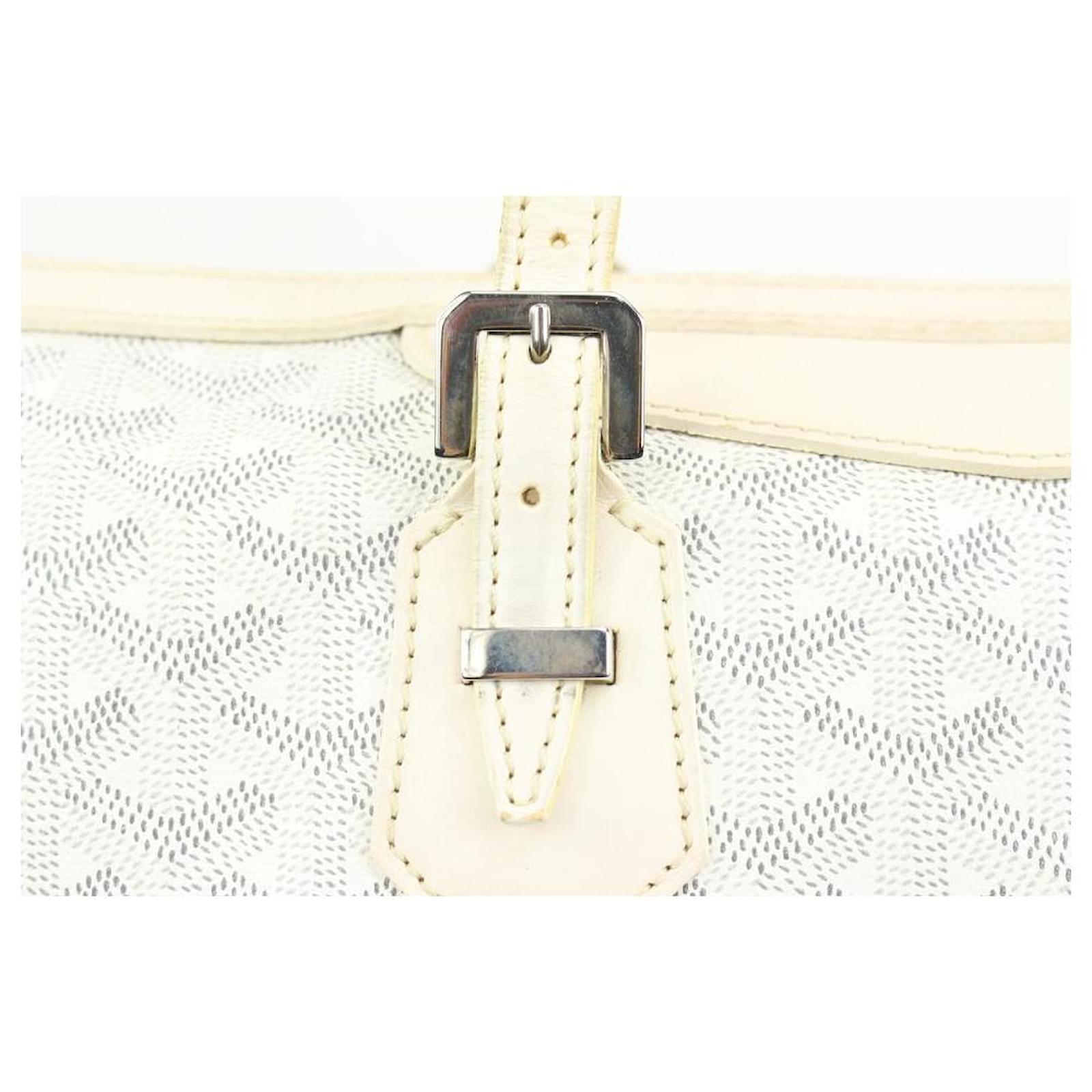 Goyard White Chevron Boeing 30 Boston Bag Leather ref.603329