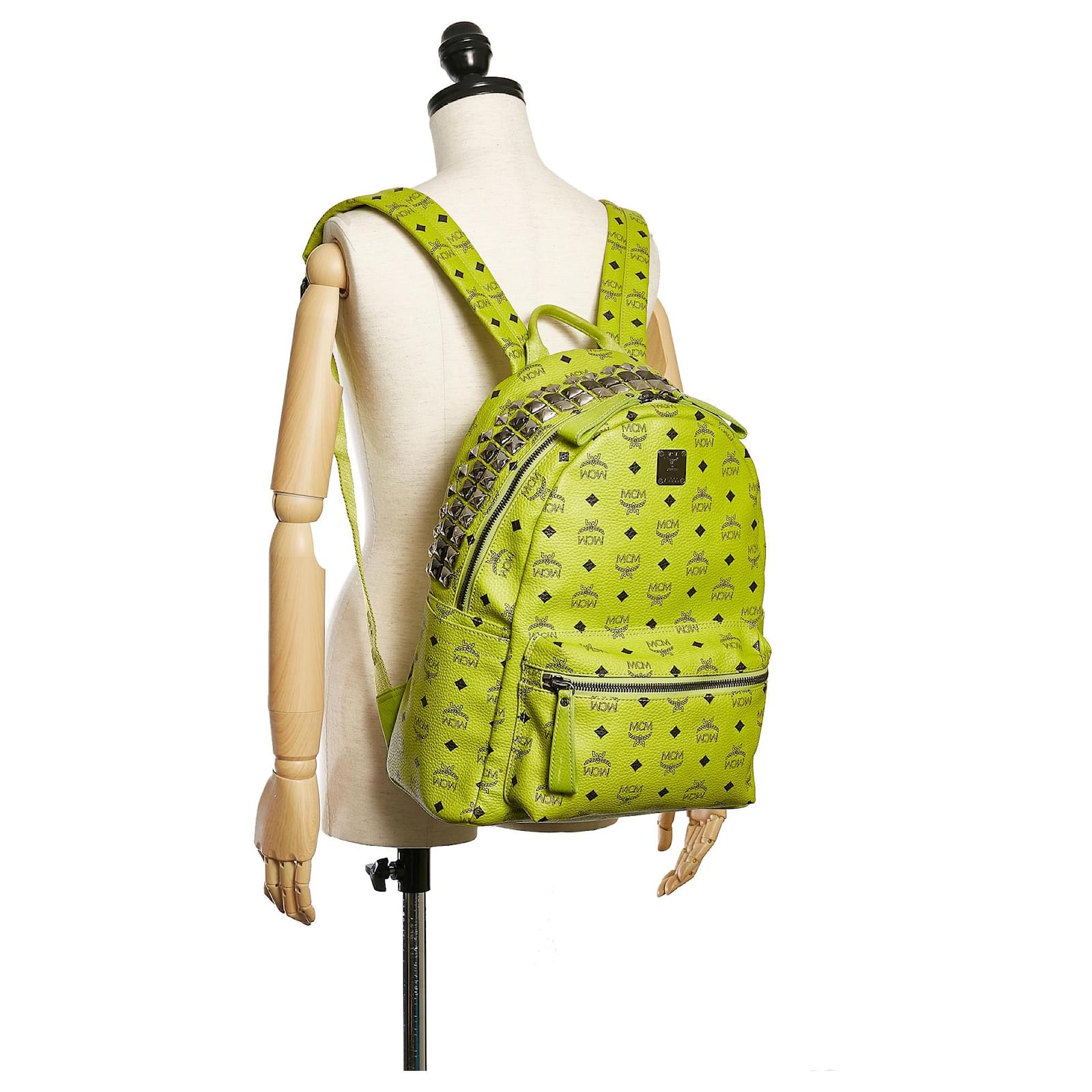 Lime green mcm online backpack