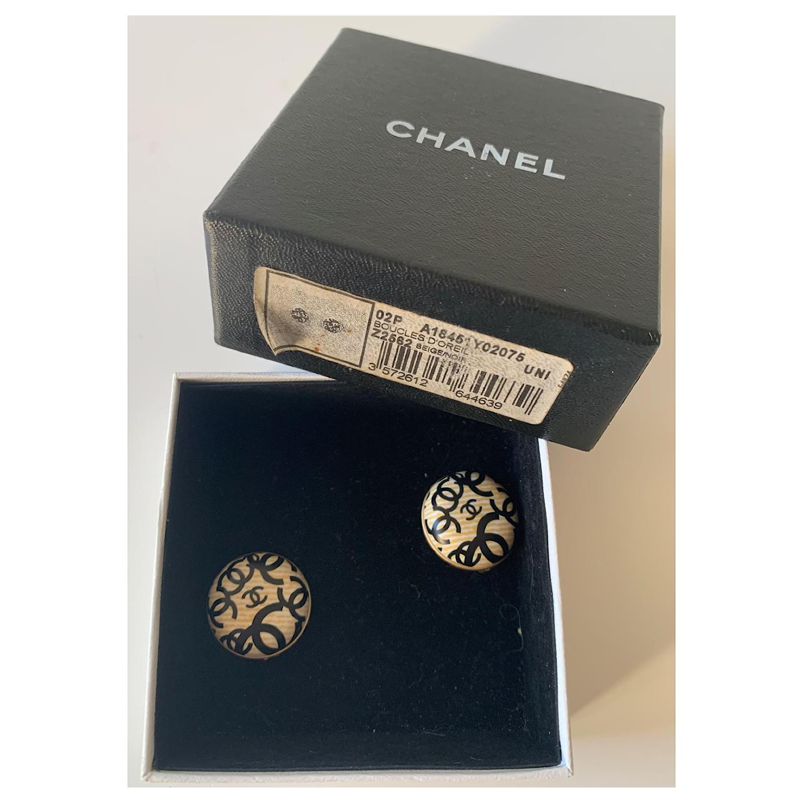 Chanel Channel CC Button Earrings in Black Metal ref.557612 - Joli Closet