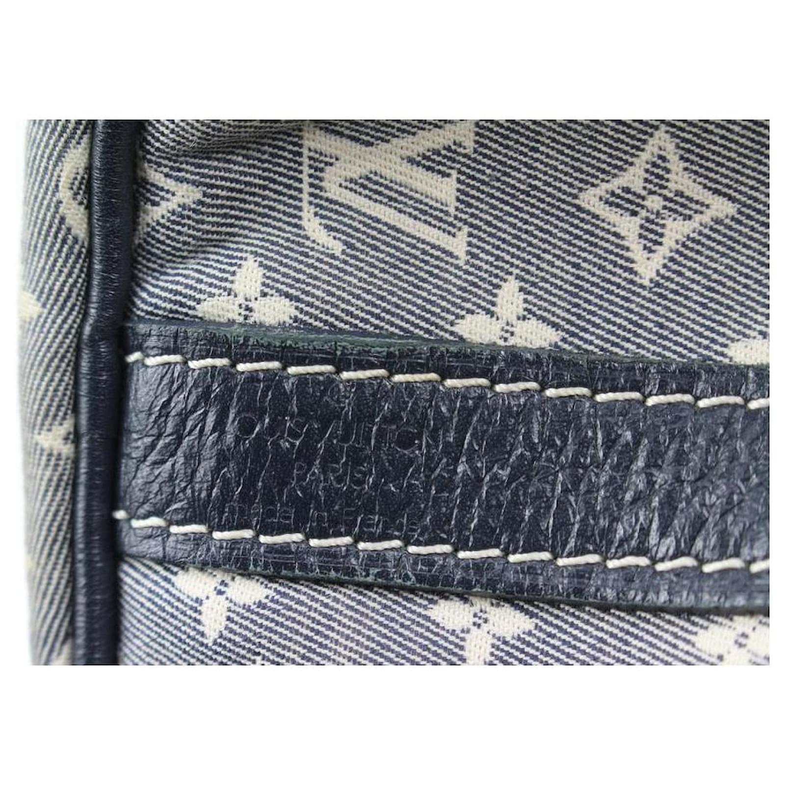 Louis Vuitton Blue Encre Grey Monogram Mini Lin Speedy Bandouliere