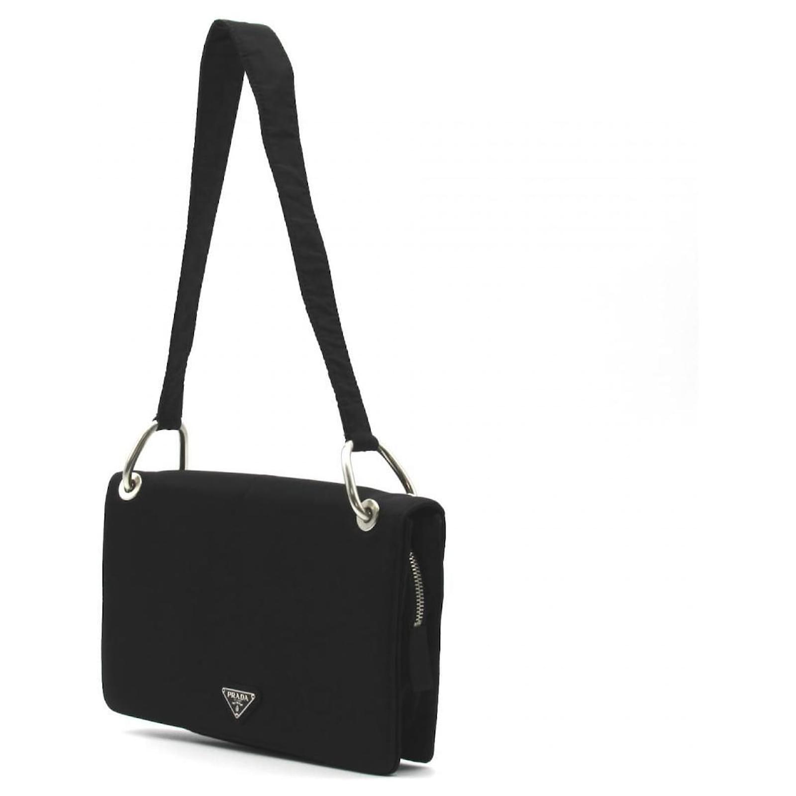 Prada Tessuto Flap Shoulder Bag Black Nylon ref.603977 - Joli Closet
