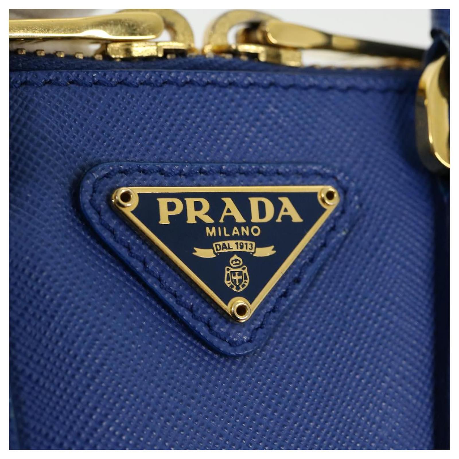 Saffiano PRADA Mini Hand Bag Safiano Leather 2way Blue Auth 30321a  ref.606027 - Joli Closet