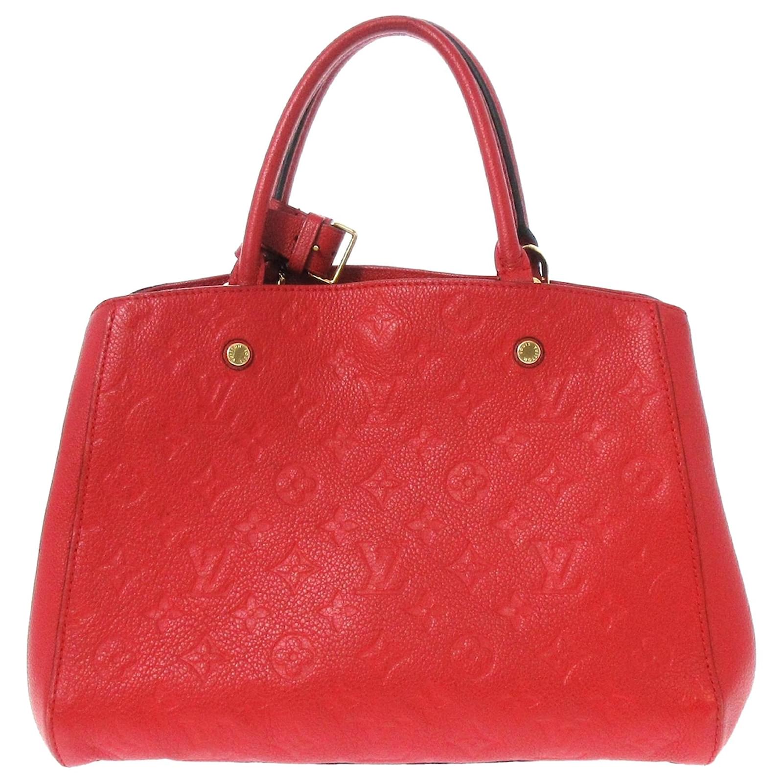 LOUIS VUITTON Montaigne MM Monogram Empreinte Shoulder Bag Red