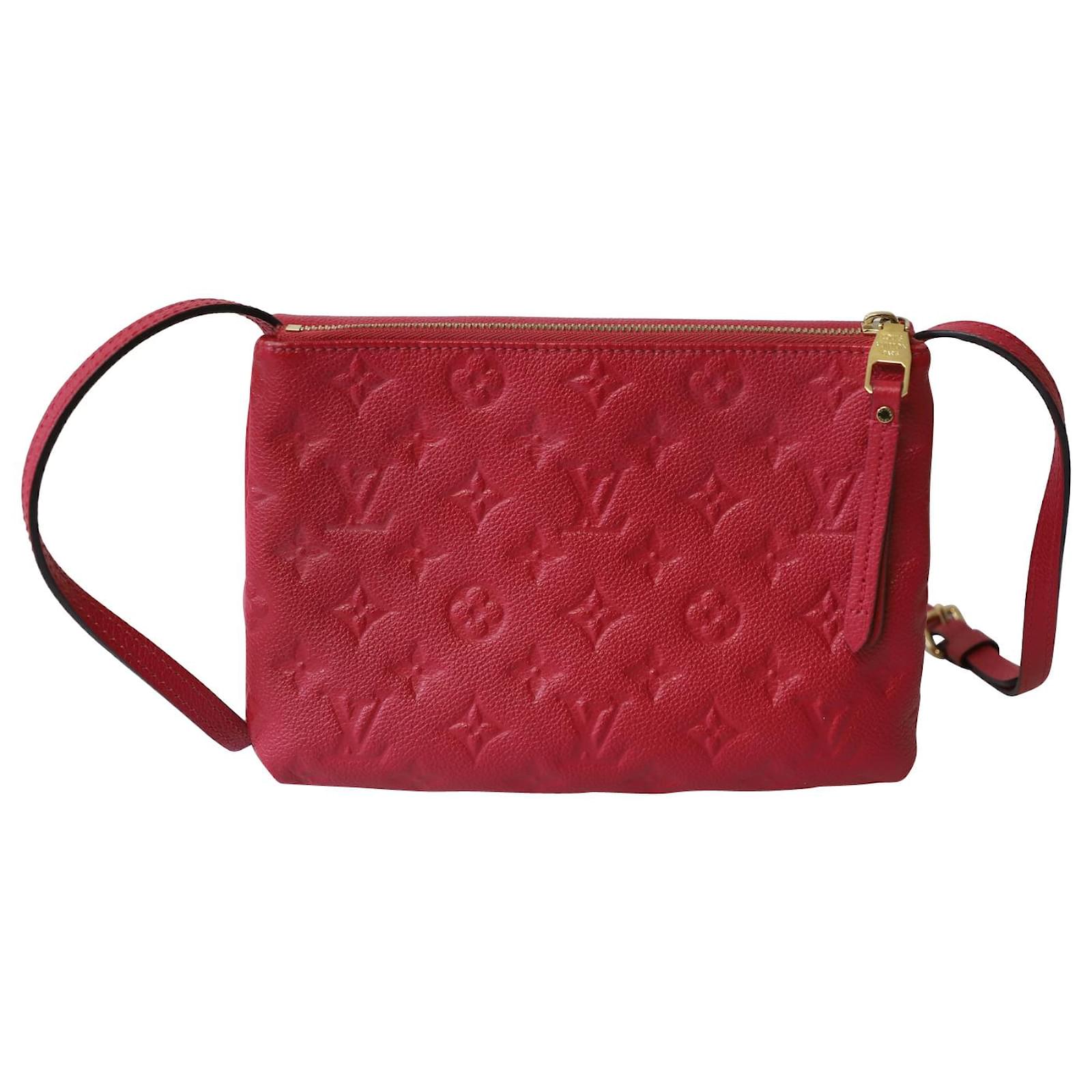 ❤ Louis Vuitton Twice ❤ Empreinte Leather Handbag Monogram Crossbody Dahlia  Red
