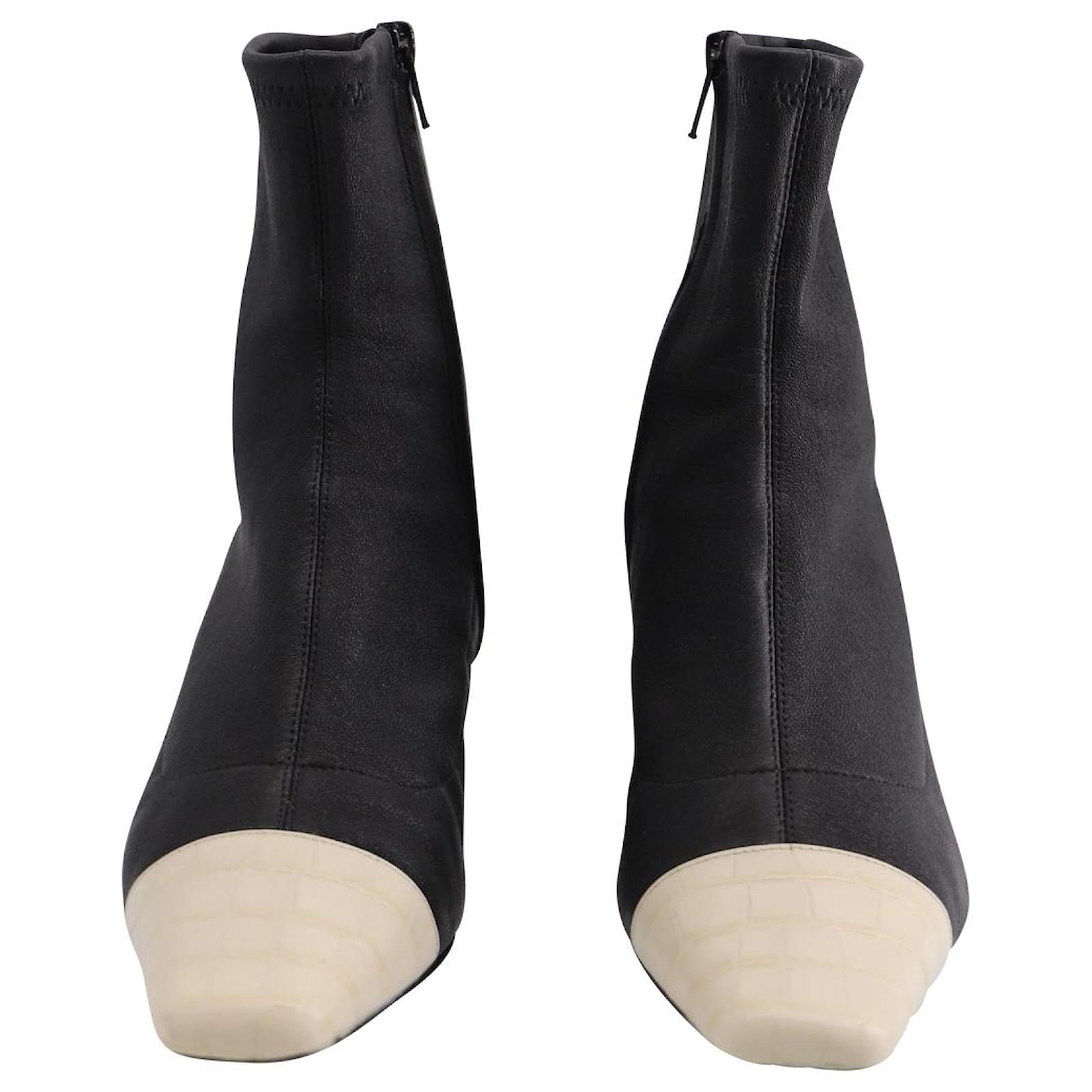 Autre Marque By Far Karl Two Tone Ankle Boots in Black Leather ref