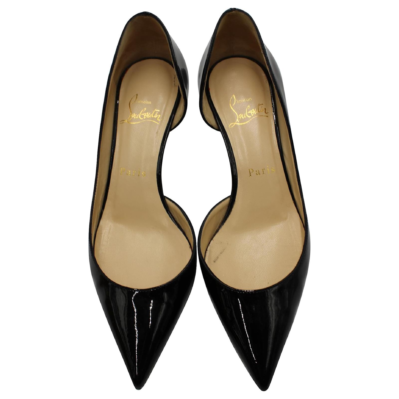 Christian Louboutin Iriza Open-Side Pumps in Black Patent Leather ref ...