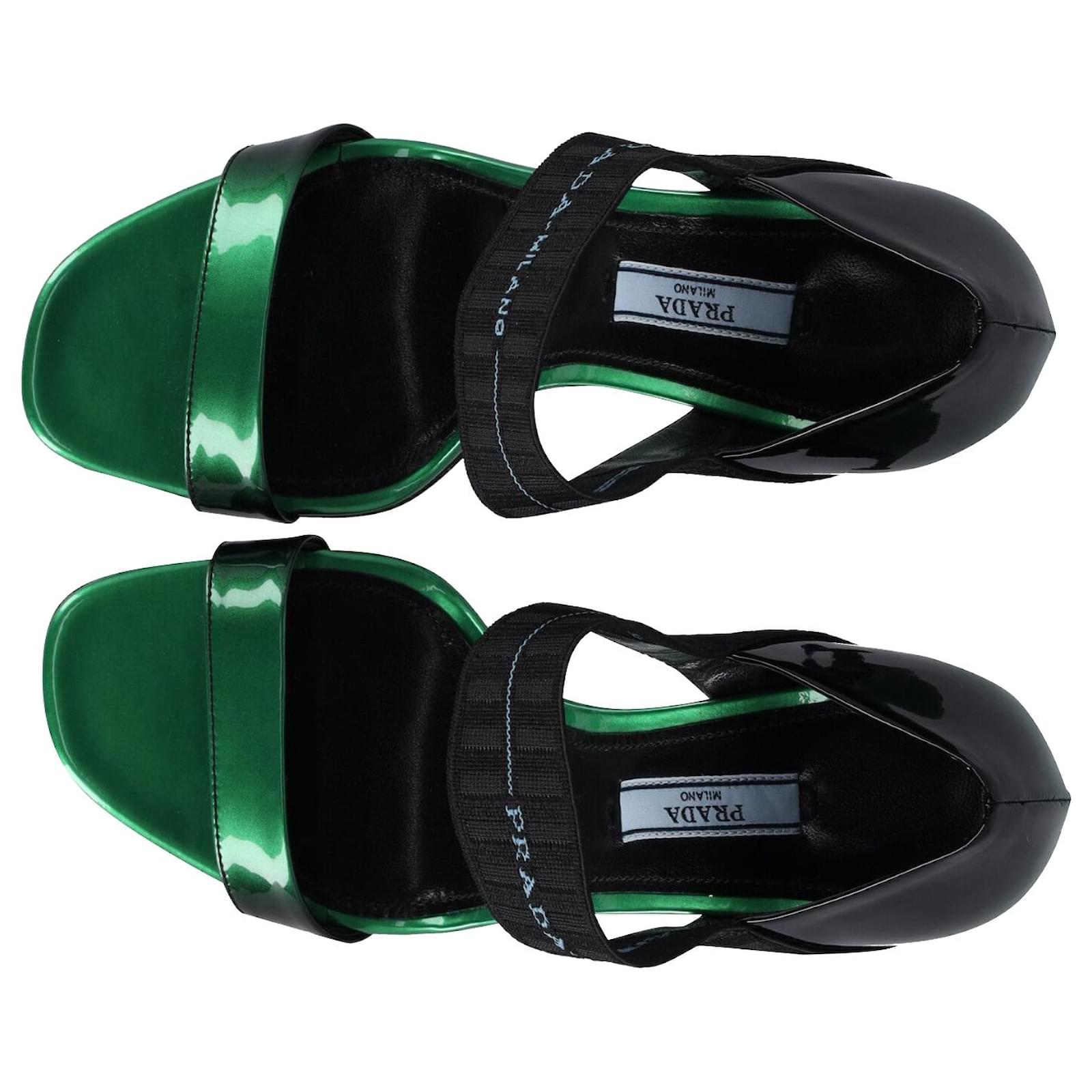 Prada elasticated outlet logo strap sandals