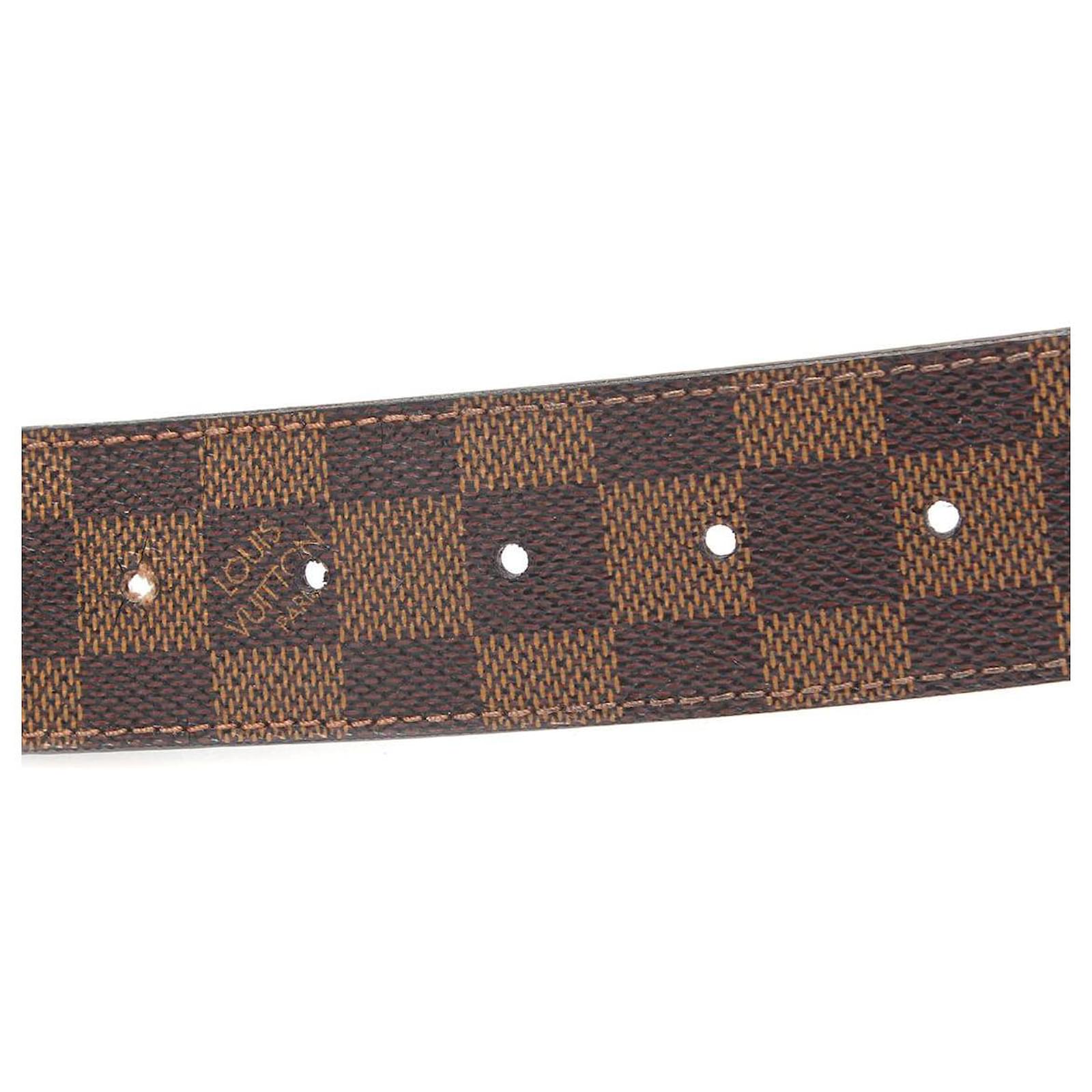 Louis Vuitton Initiales Damier Ebene Pattern Belt Brown Cloth ref.611459 -  Joli Closet
