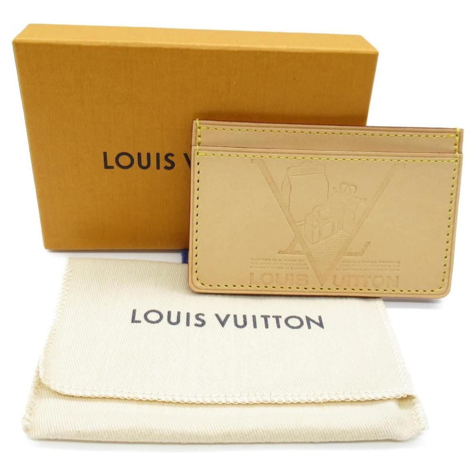 Louis Vuitton Beige Leather Vachetta Voyages Card Holder