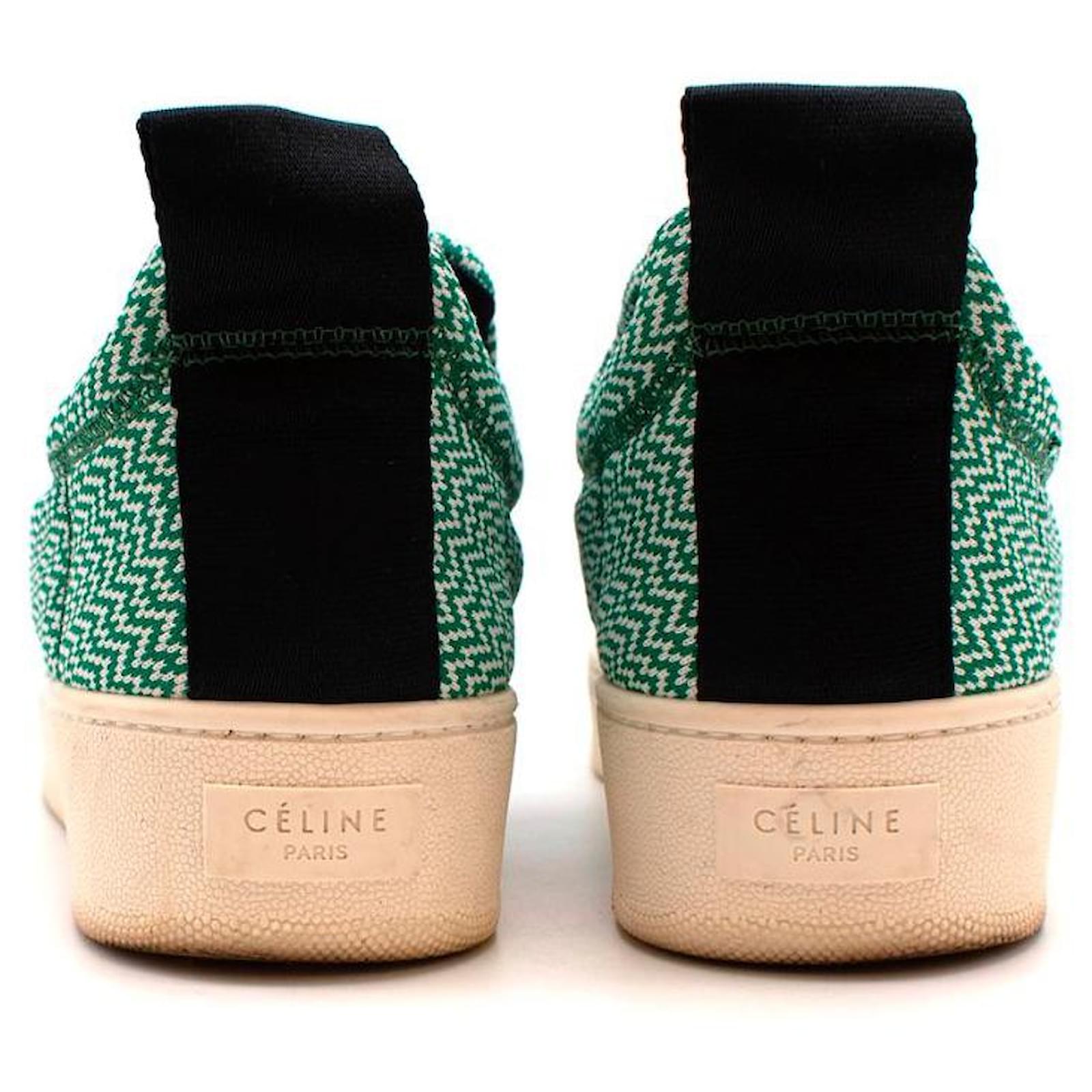 Celine by Phoebe Philo Green Knit Pull-on Trainers - Size EU 40