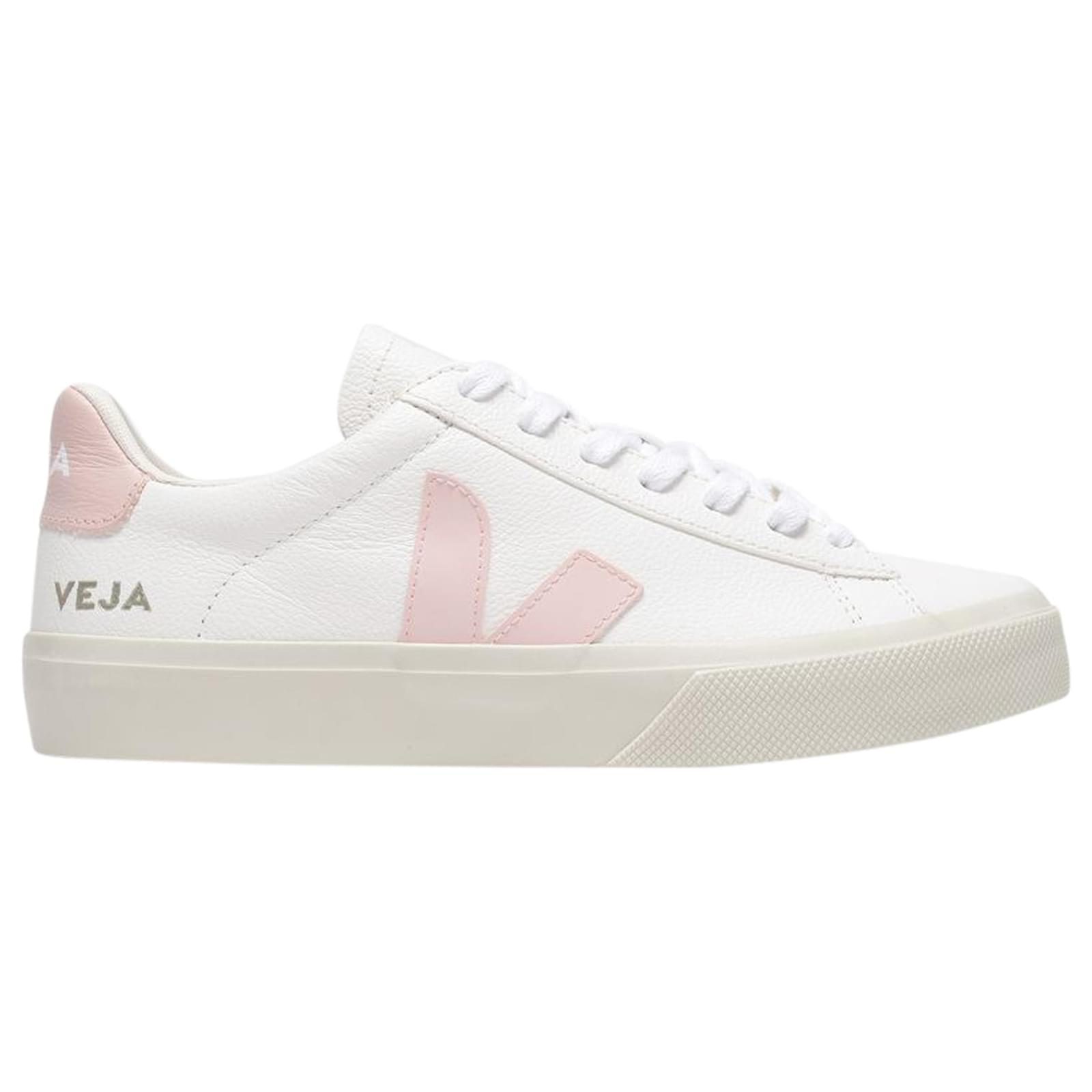 Veja Campo Sneakers in White and Pink Chromefree Leather Multiple