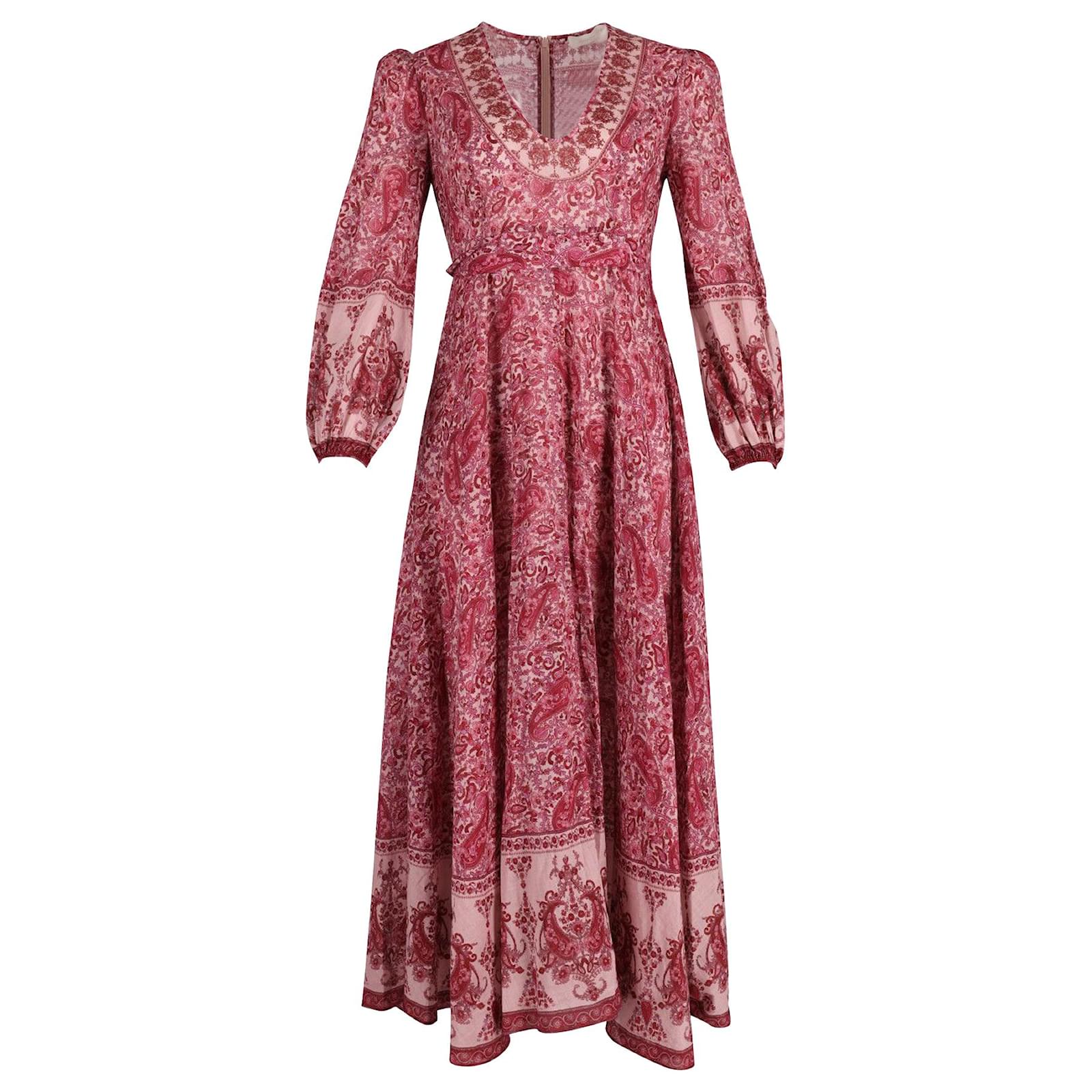 Zimmermann Amari Paisley-Print Midi Dress in Red Cotton Voile ref ...