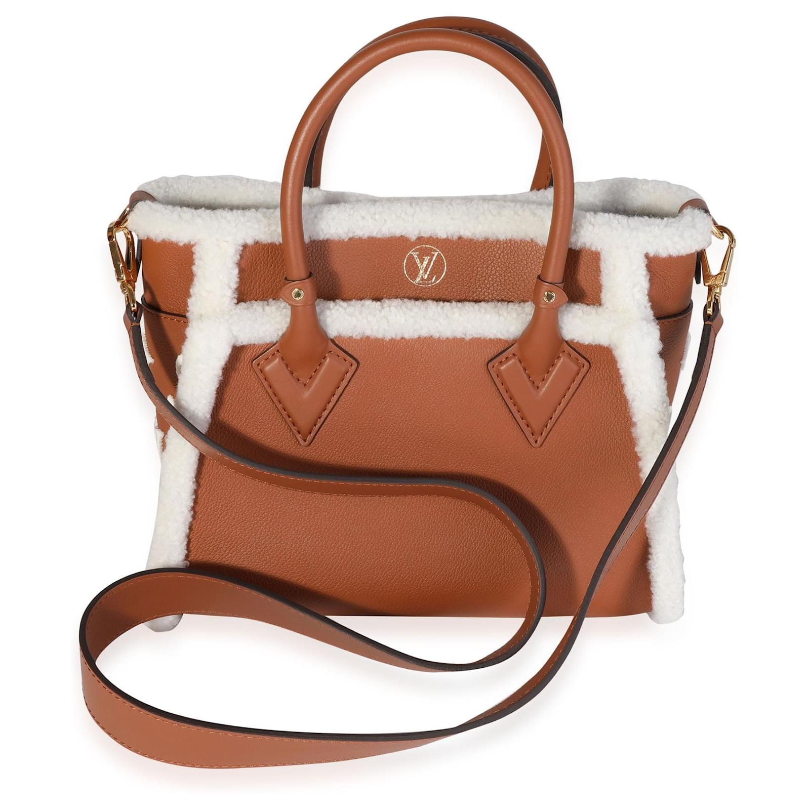 Louis Vuitton On My Side Tote Leather with Shearling PM Brown